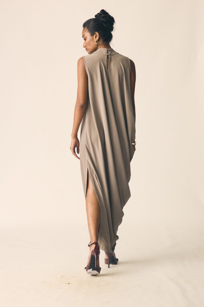Alba Dress in Earth Brown