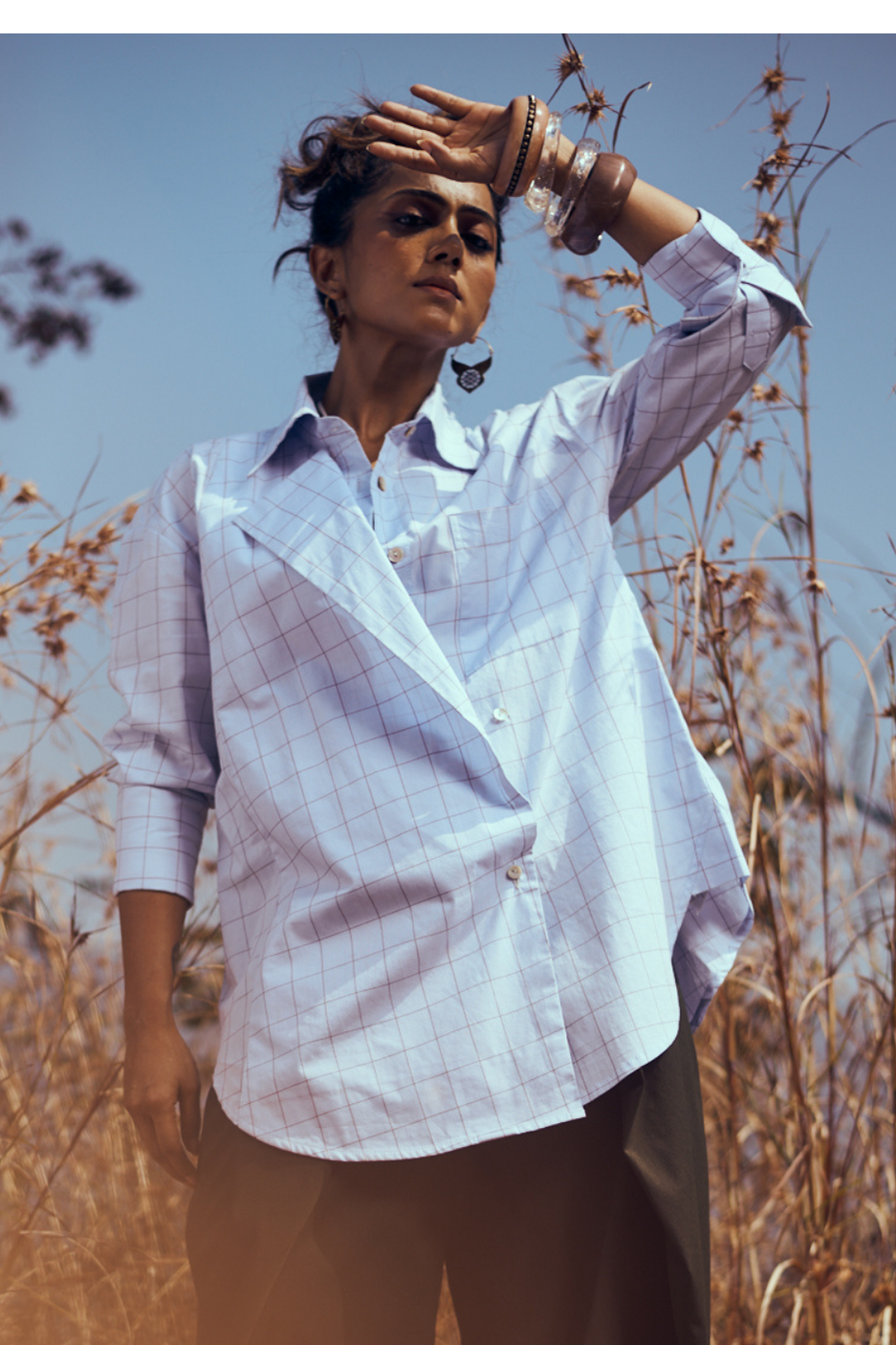 Atelier Cotton Shirt In Sky Blue Checks