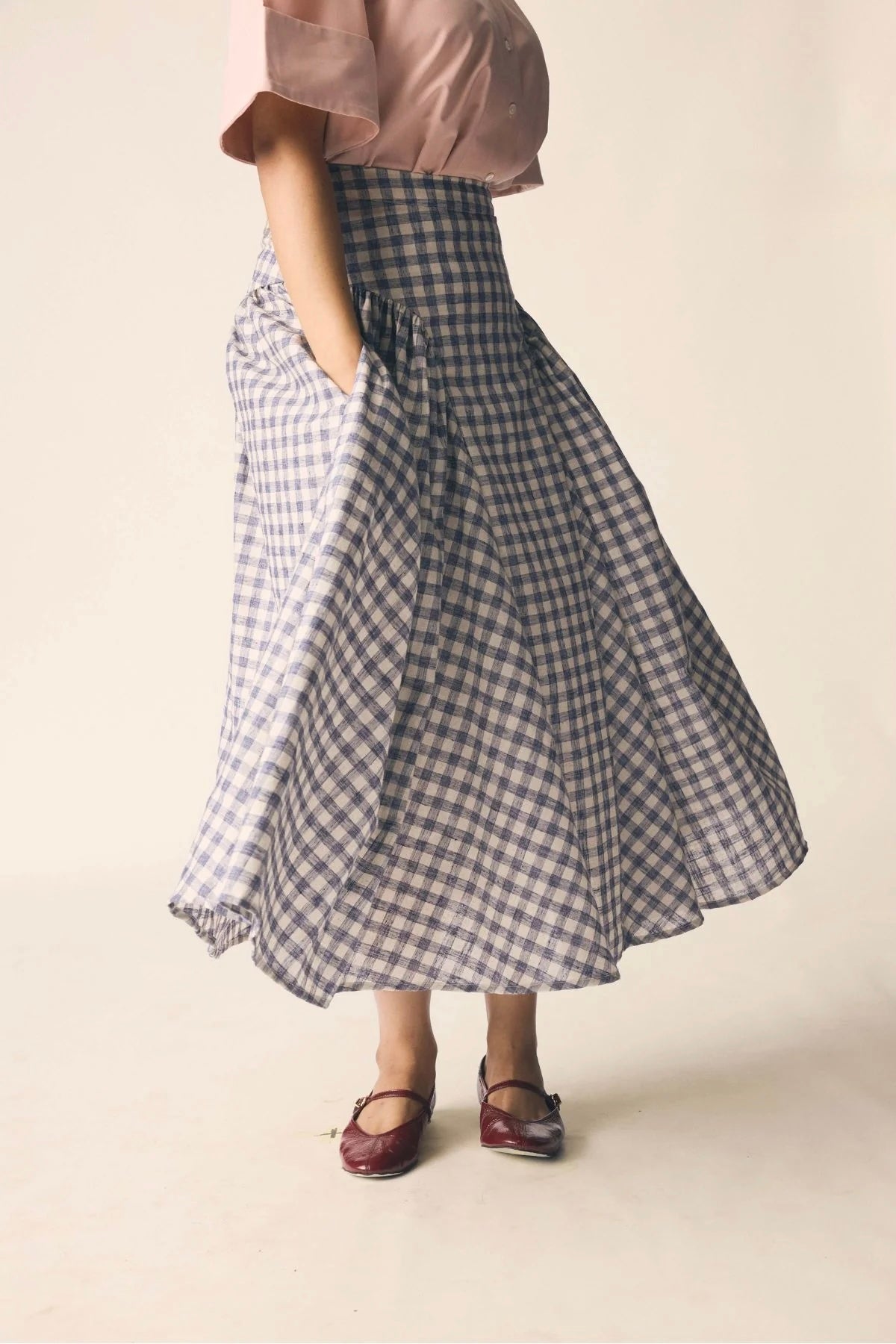 Sundown Skirt in Blue Checks