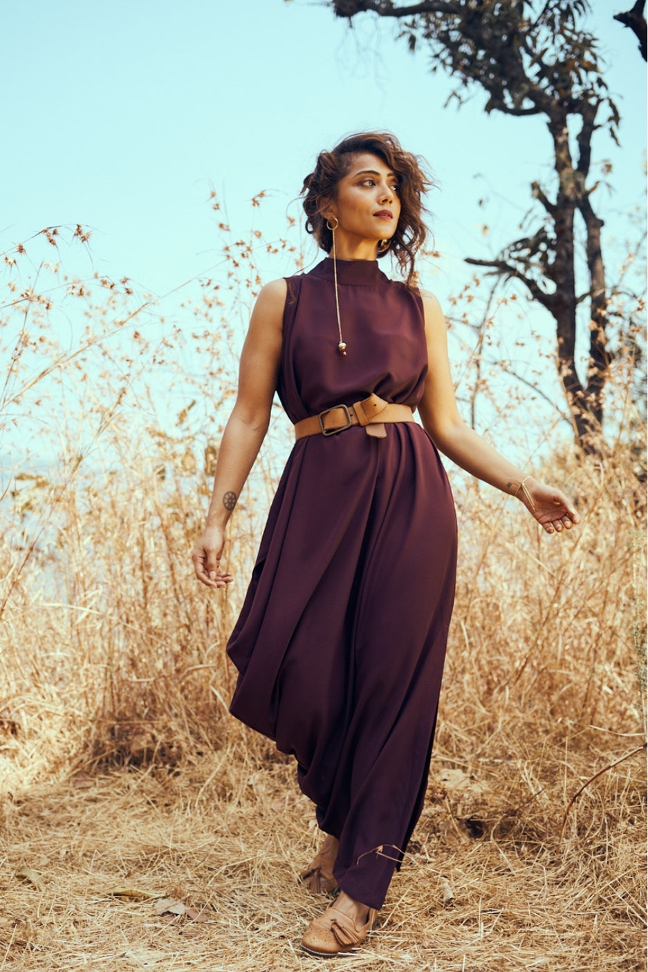 Alba Dress in Deep Wine