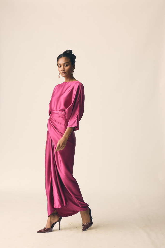 Mor Set In Sangria Pink Satin