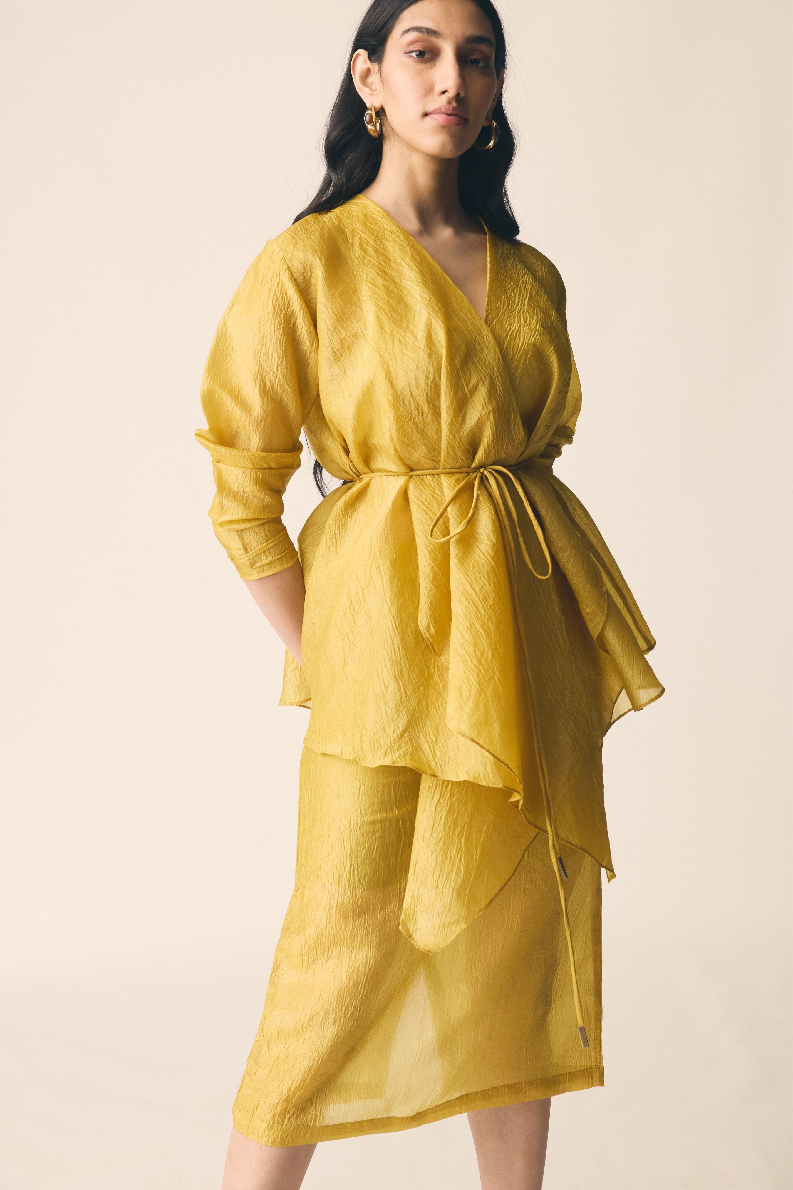 Saanjh Set in Mustard Organza