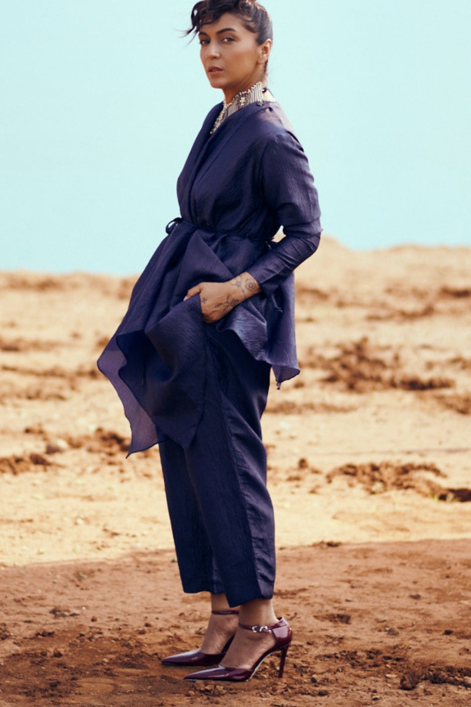 Saanjh Set with Pants In Midnight Blue