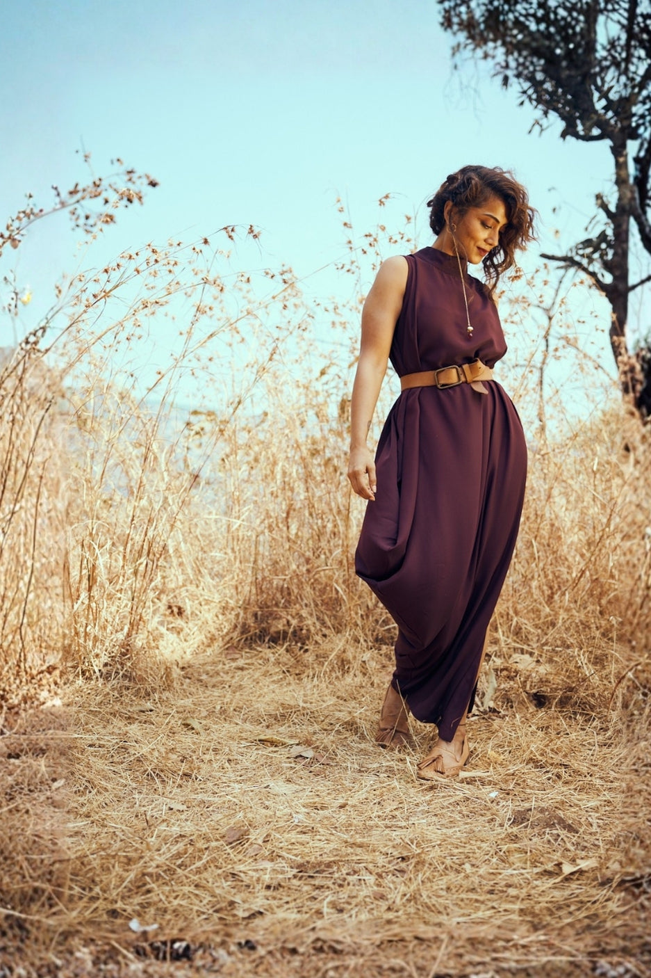 Alba Dress in Deep Wine