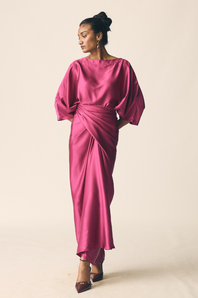 Mor Set In Sangria Pink Satin