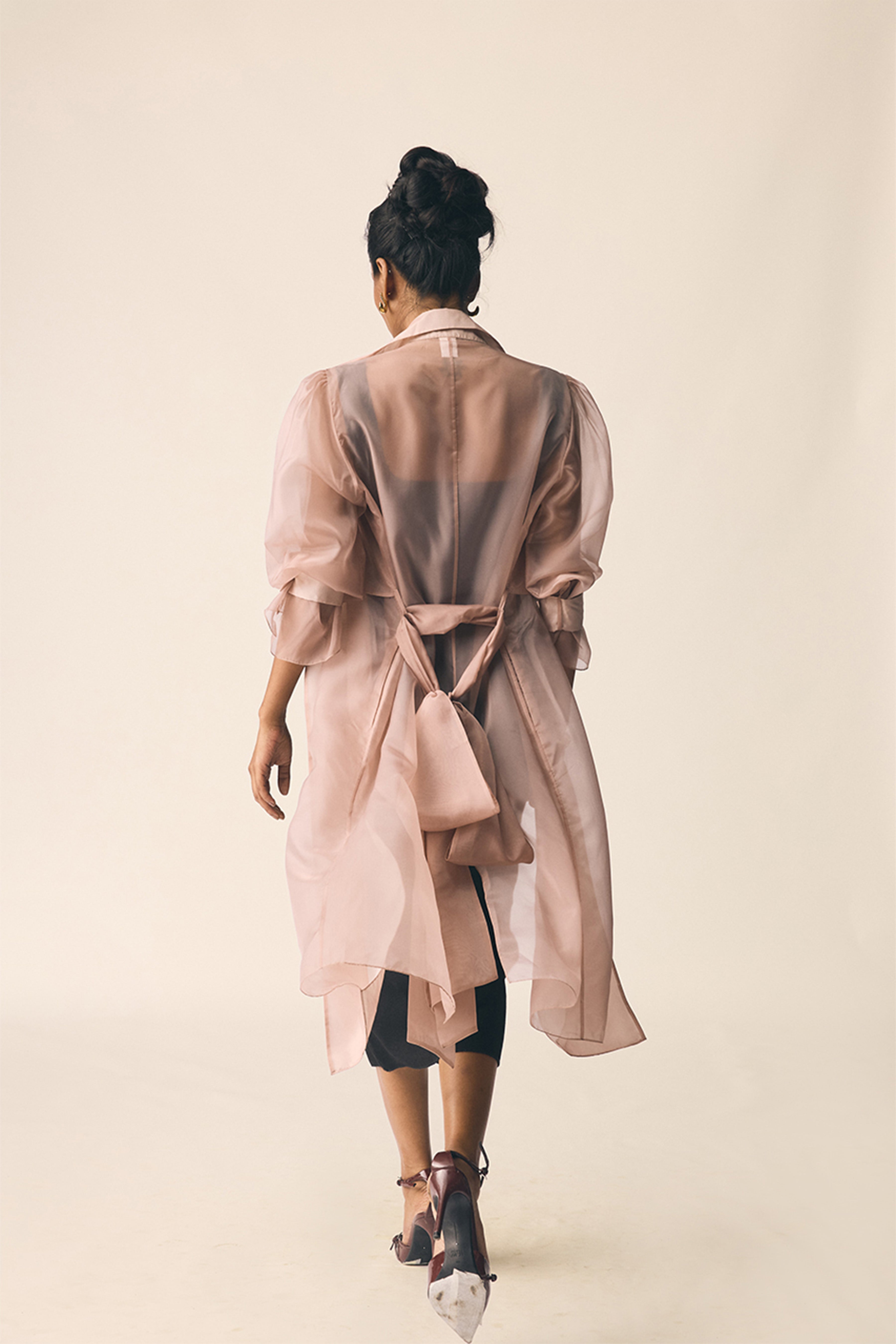 Sheer Trench in Dusky Pink