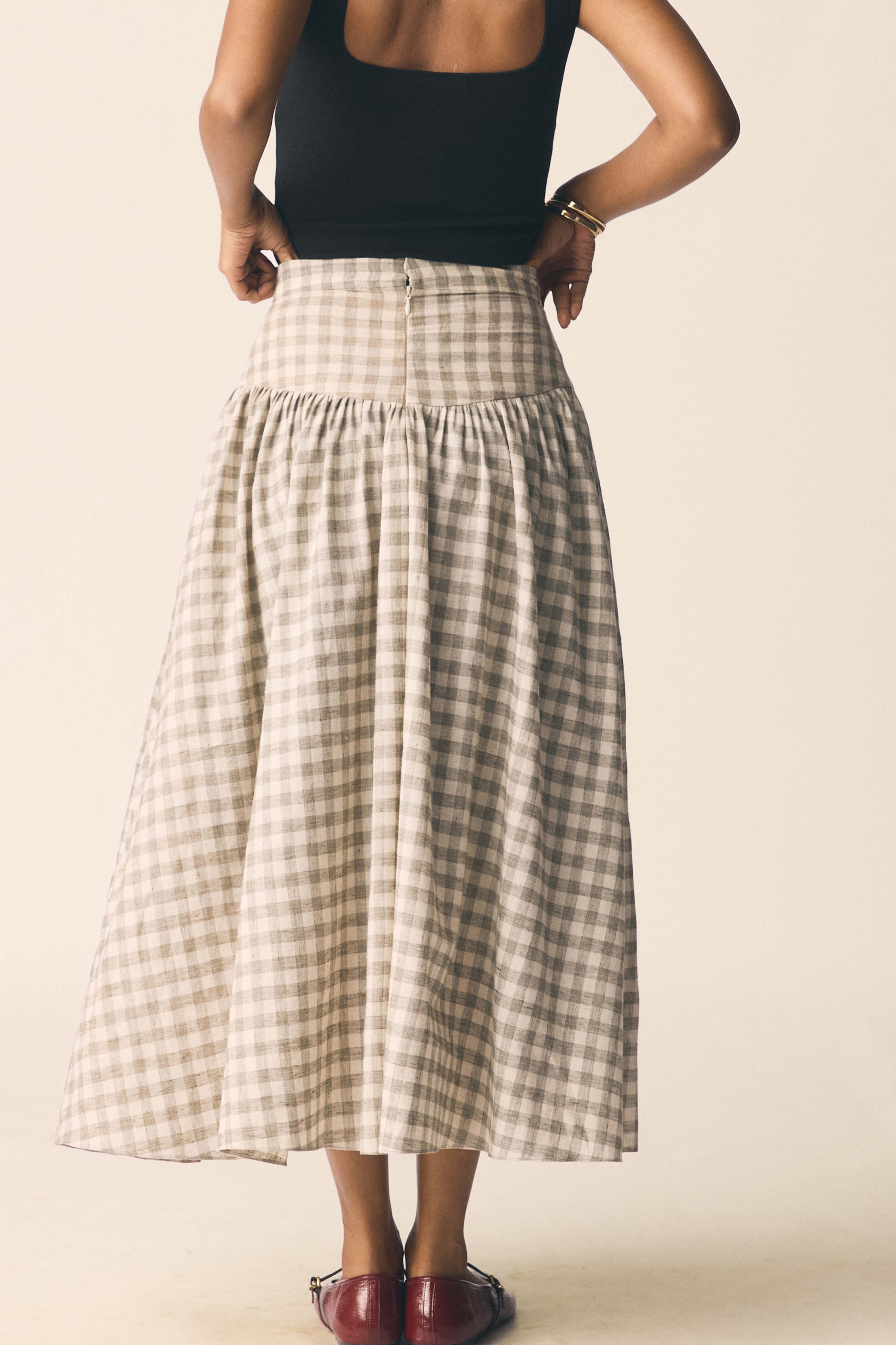 Sundown Skirt in Green Checks
