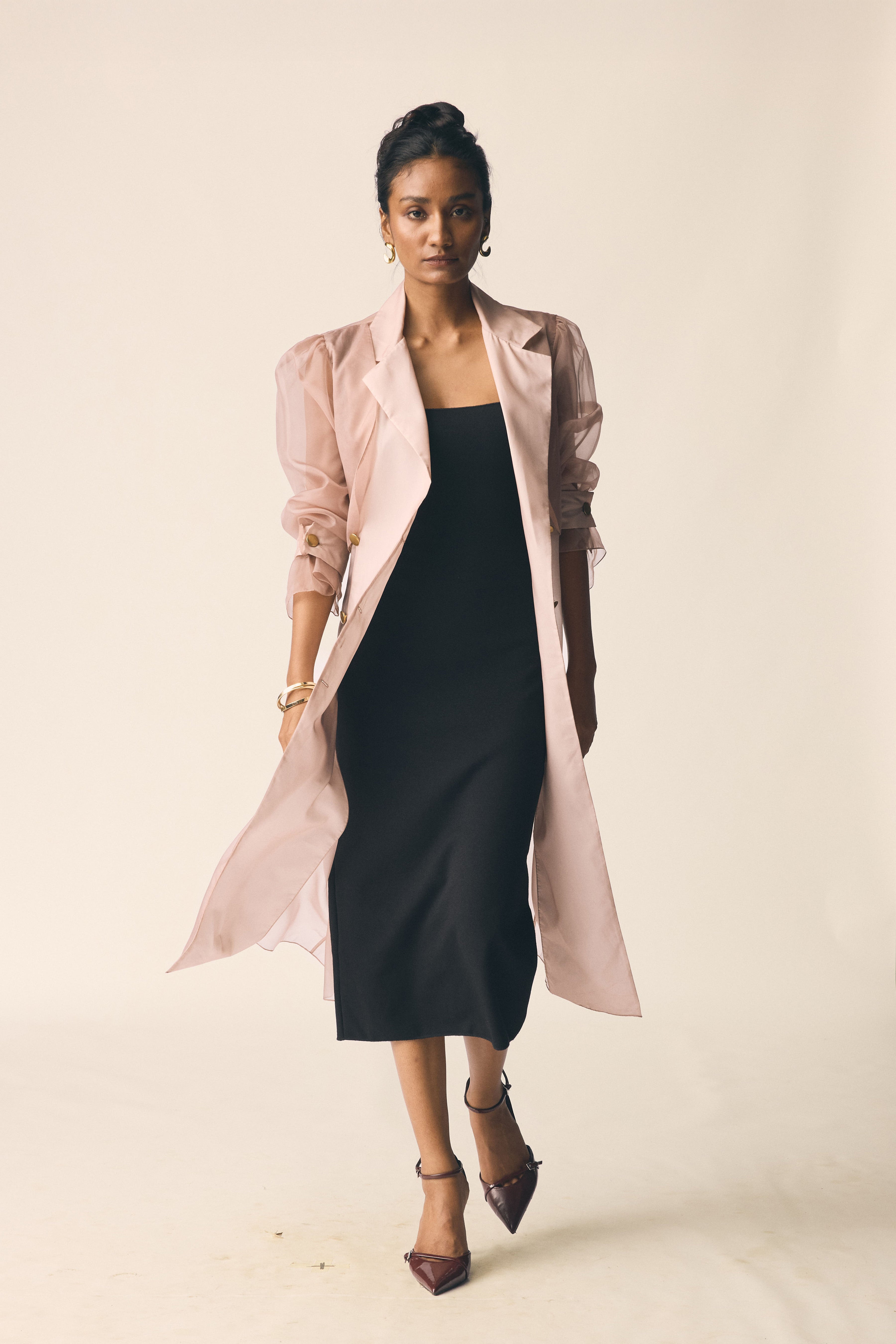 Sheer Trench in Dusky Pink