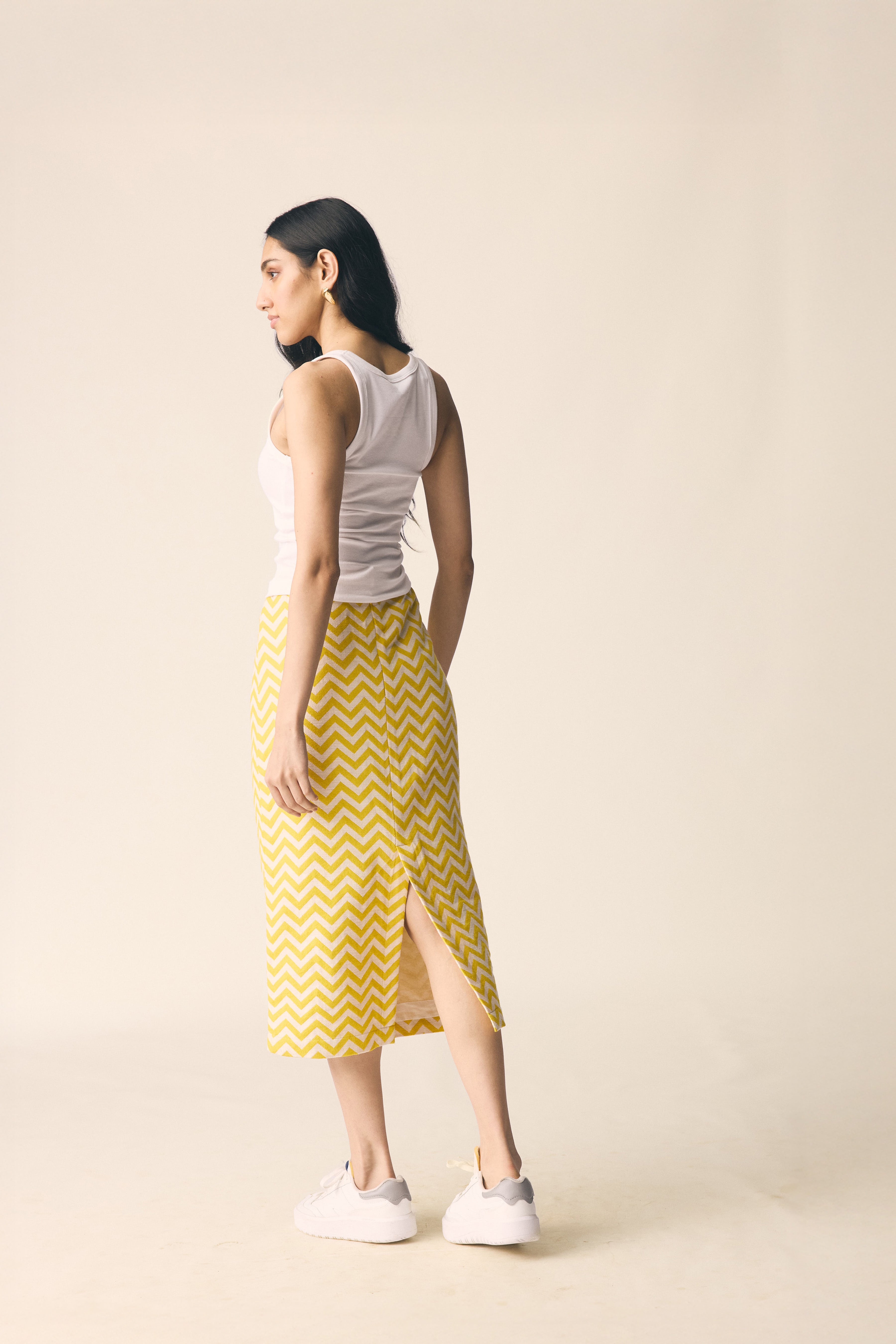 Rebel Pencil Skirt in Yellow Dobby