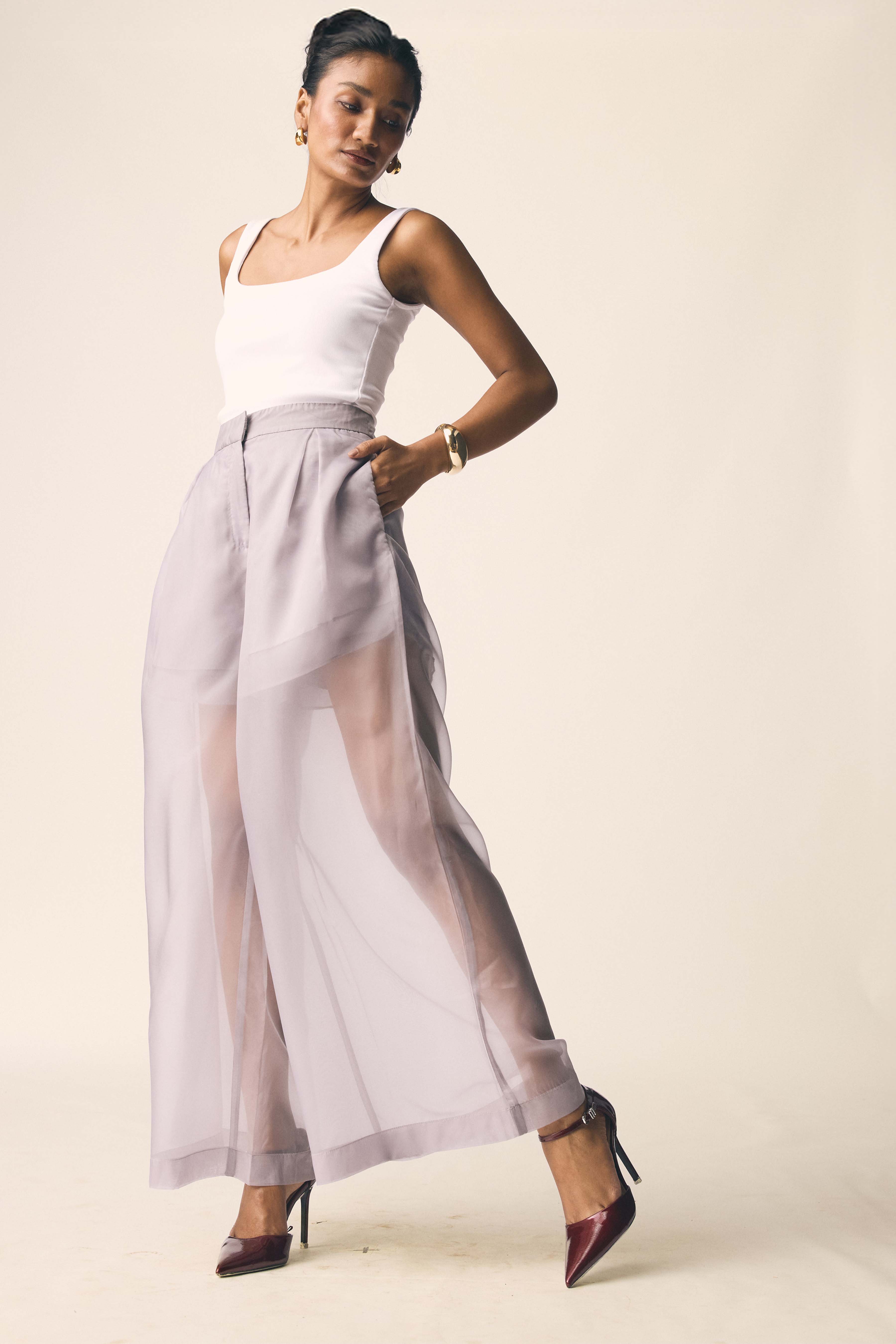 Haze Pants in Grey Organza