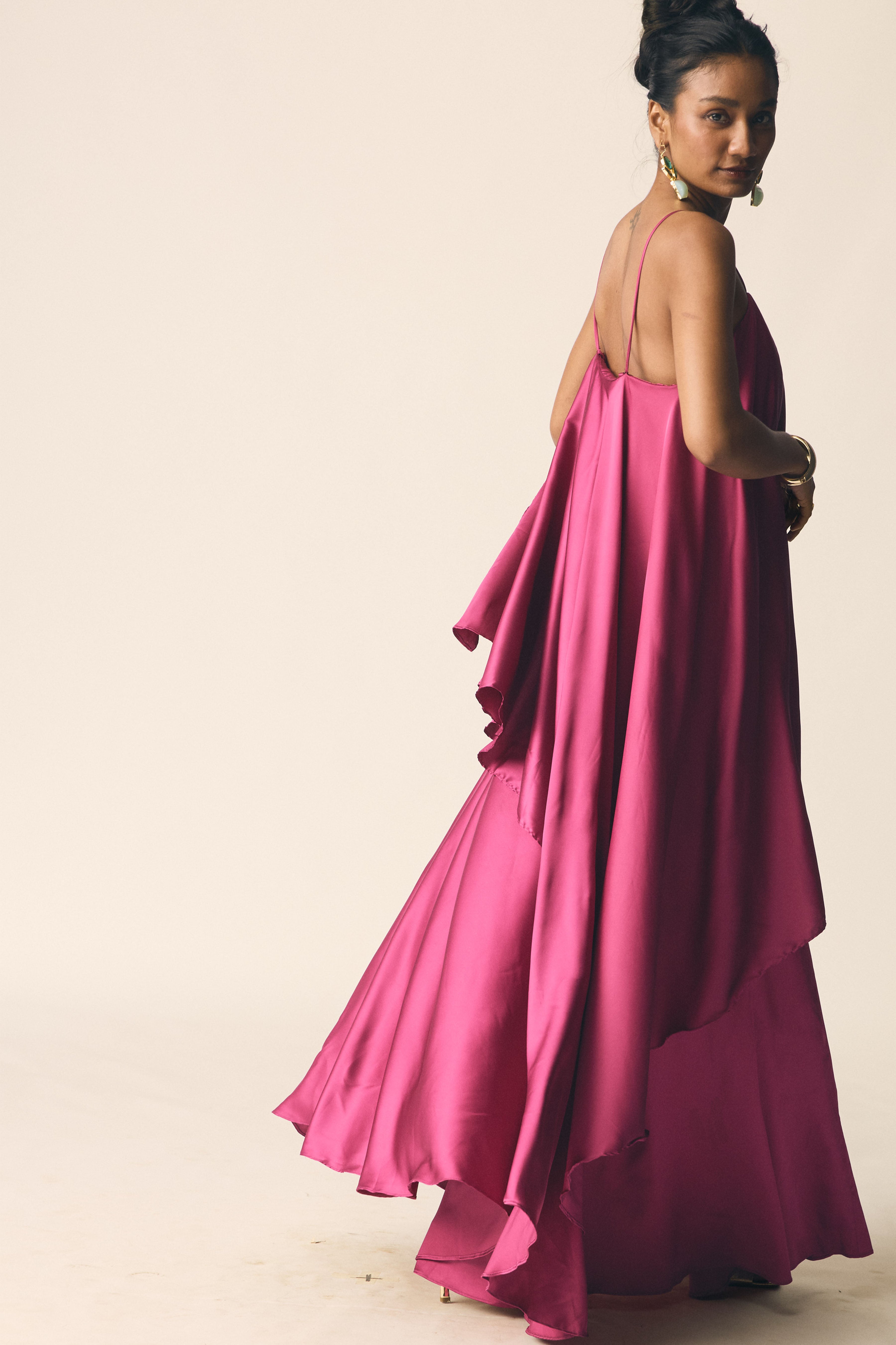 Adaa Set in Sangria Pink Satin