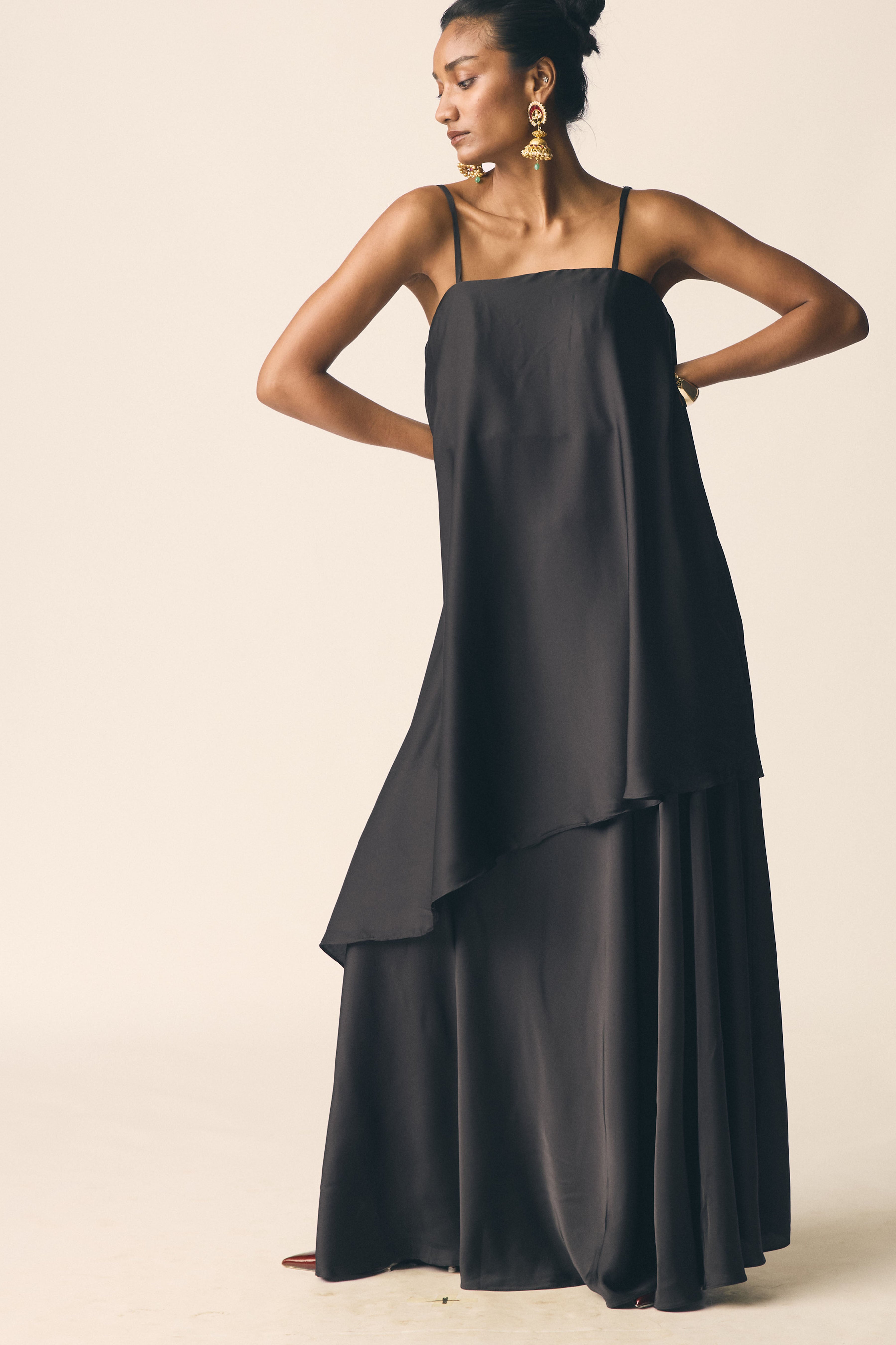 Adaa Set in Black Satin