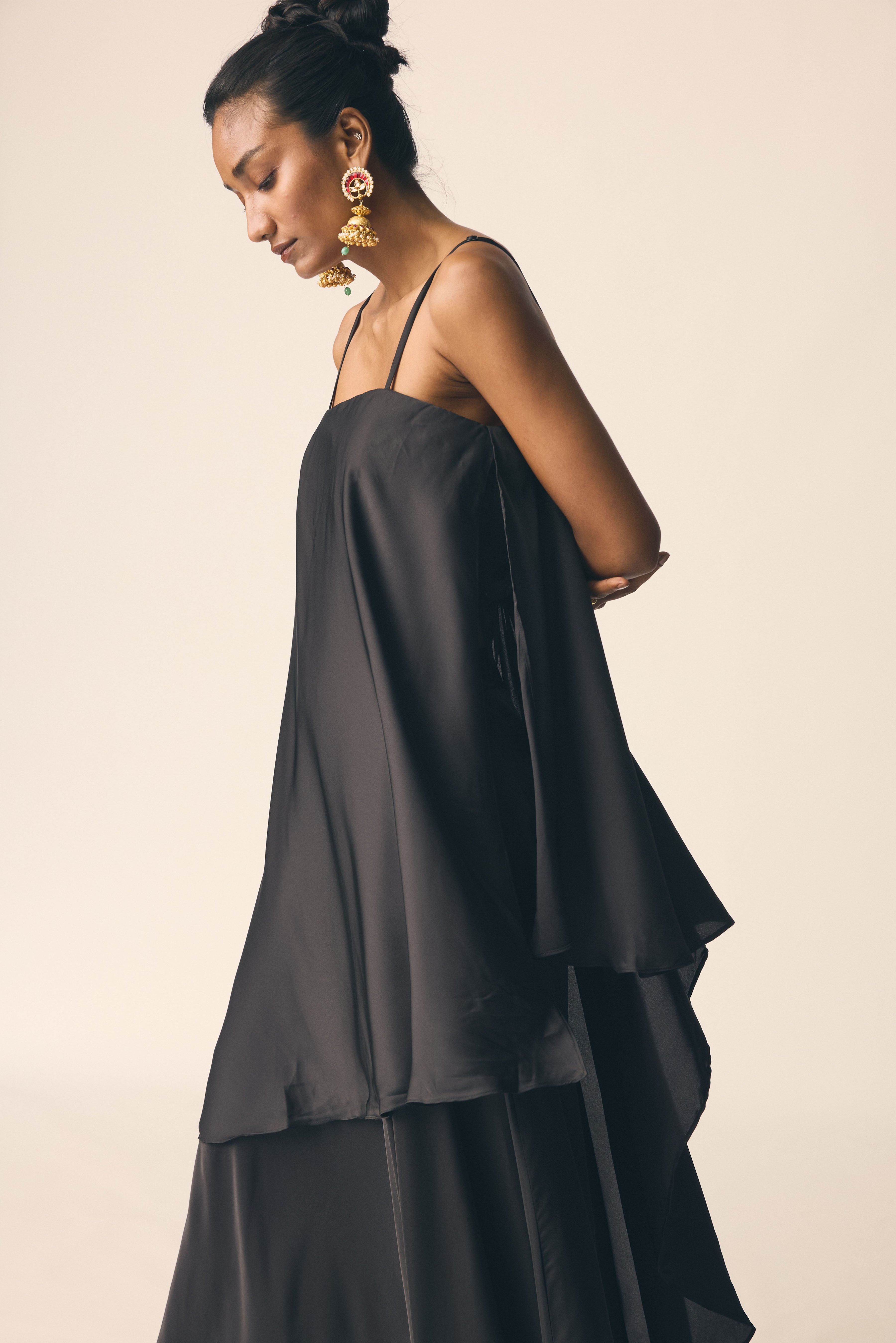 Adaa Set in Black Satin