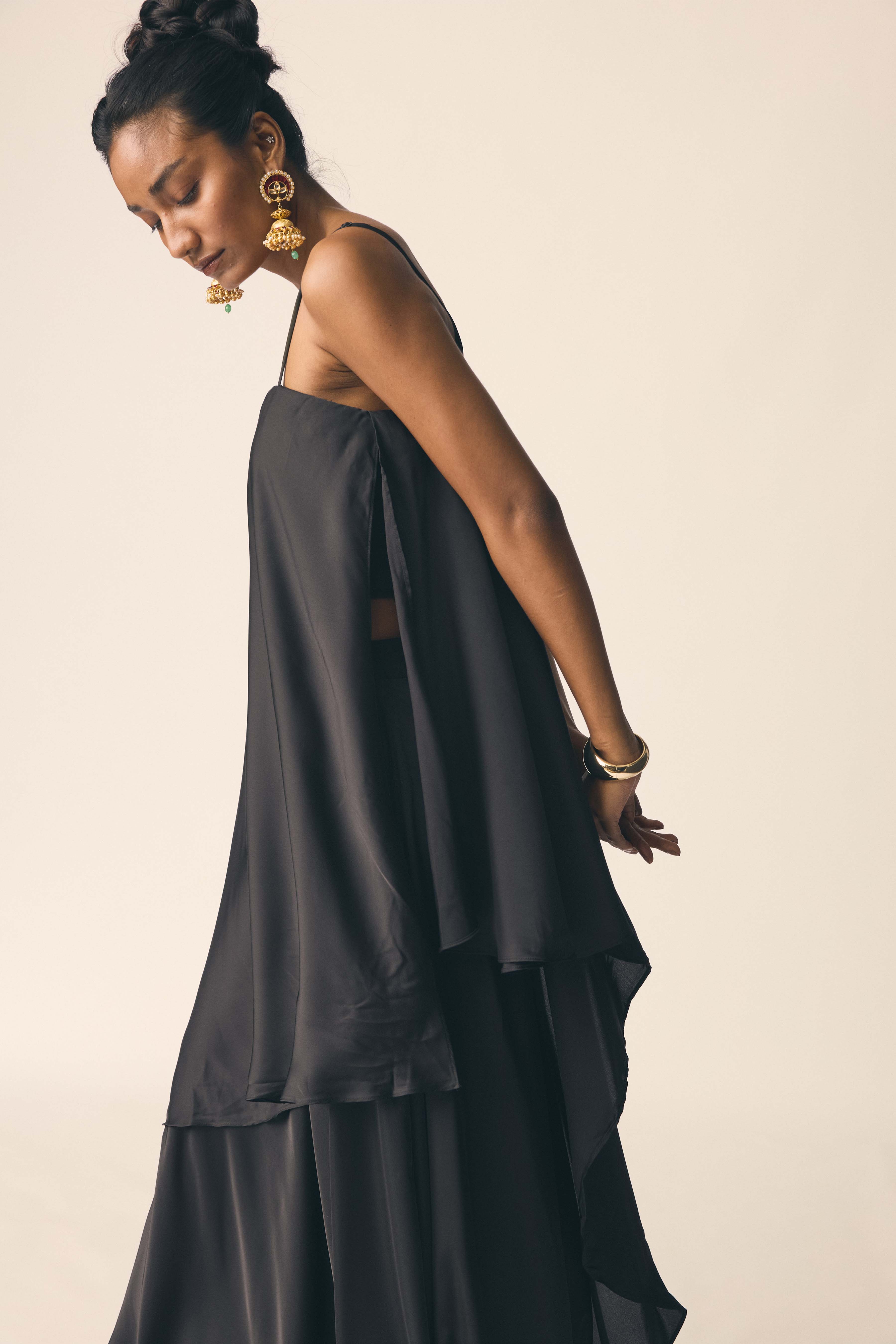 Adaa Set in Black Satin