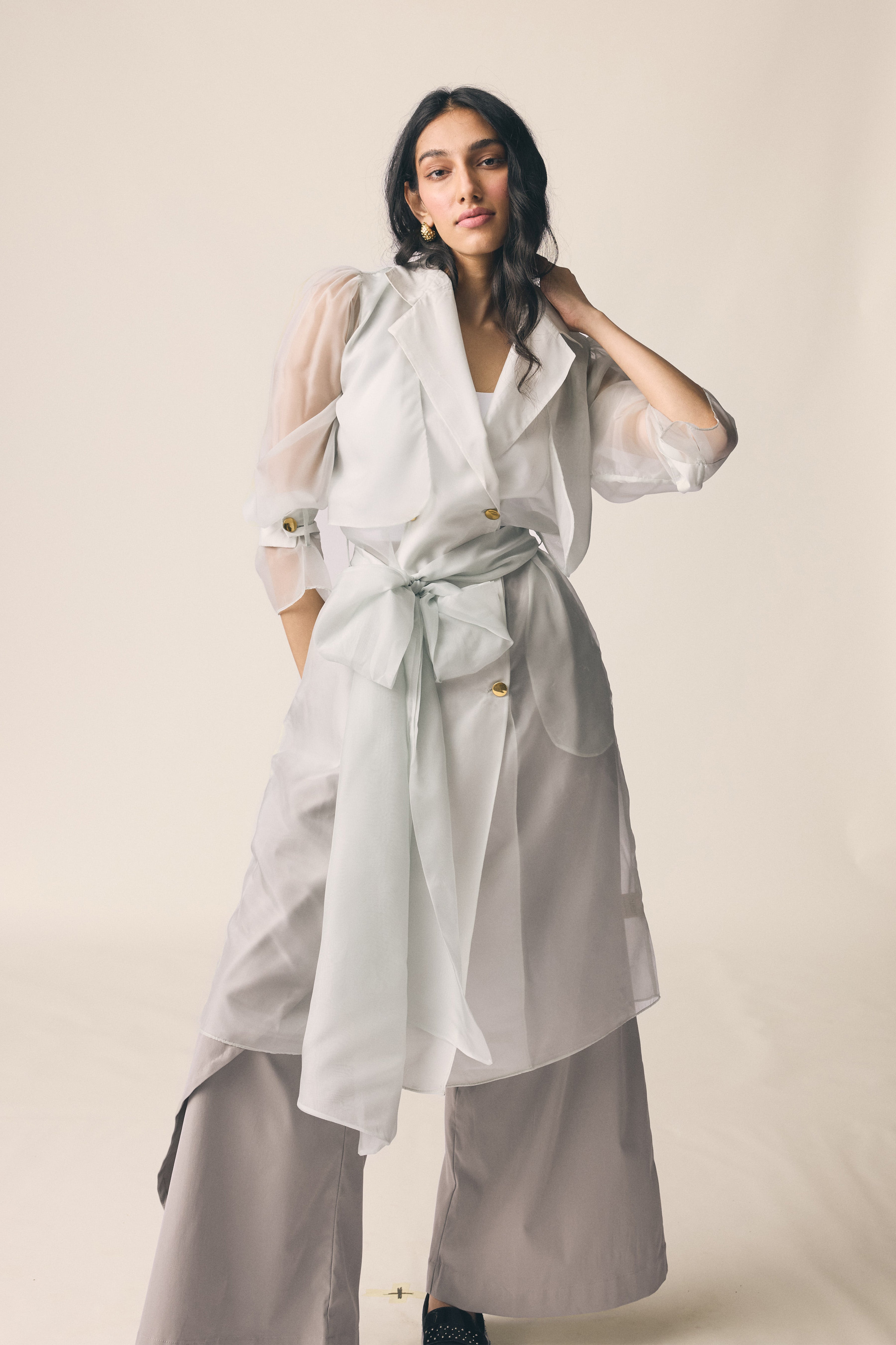 Sheer Trench in Sky Blue