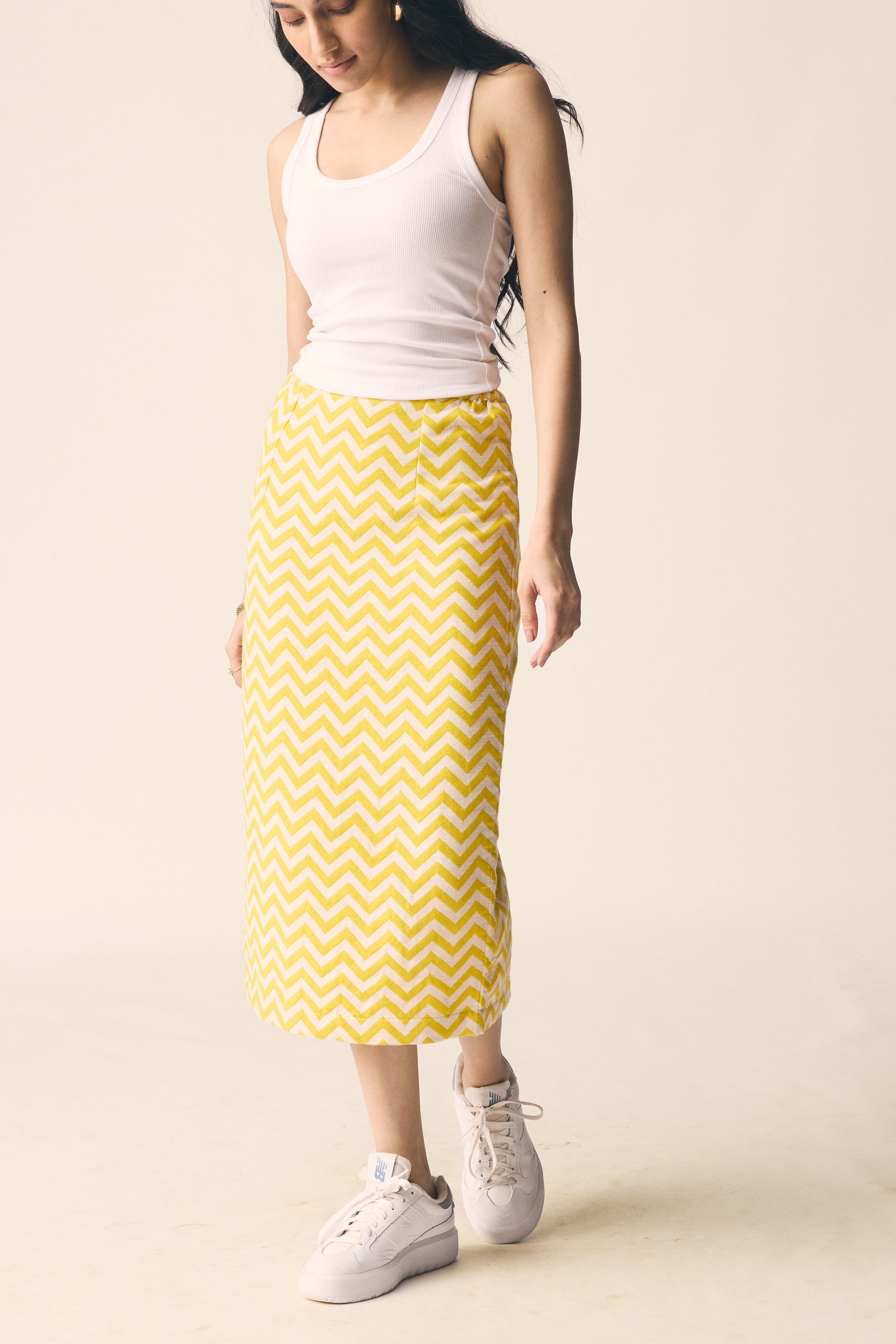 Rebel Pencil Skirt in Yellow Dobby