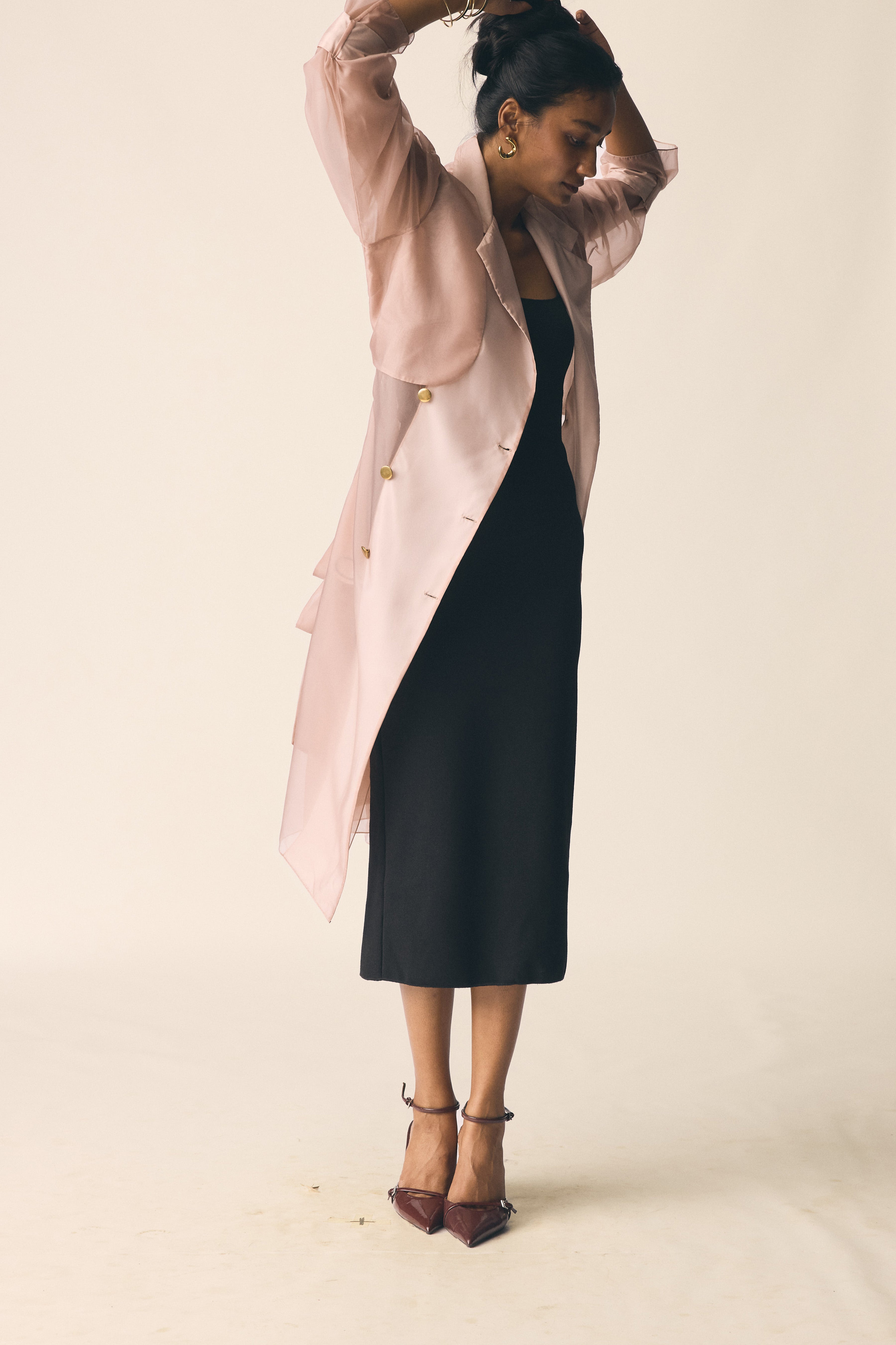 Sheer Trench in Dusky Pink