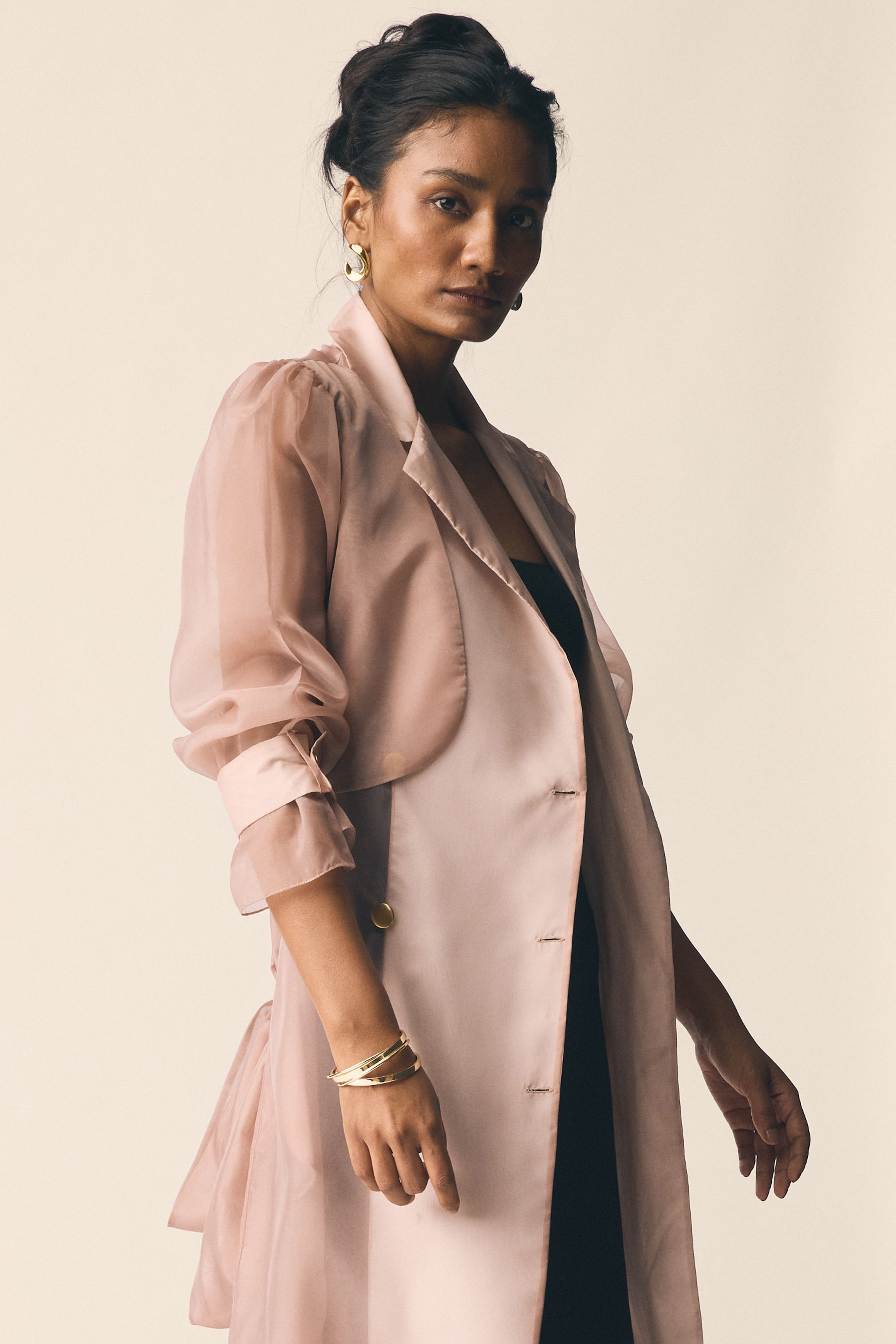 Sheer Trench in Dusky Pink