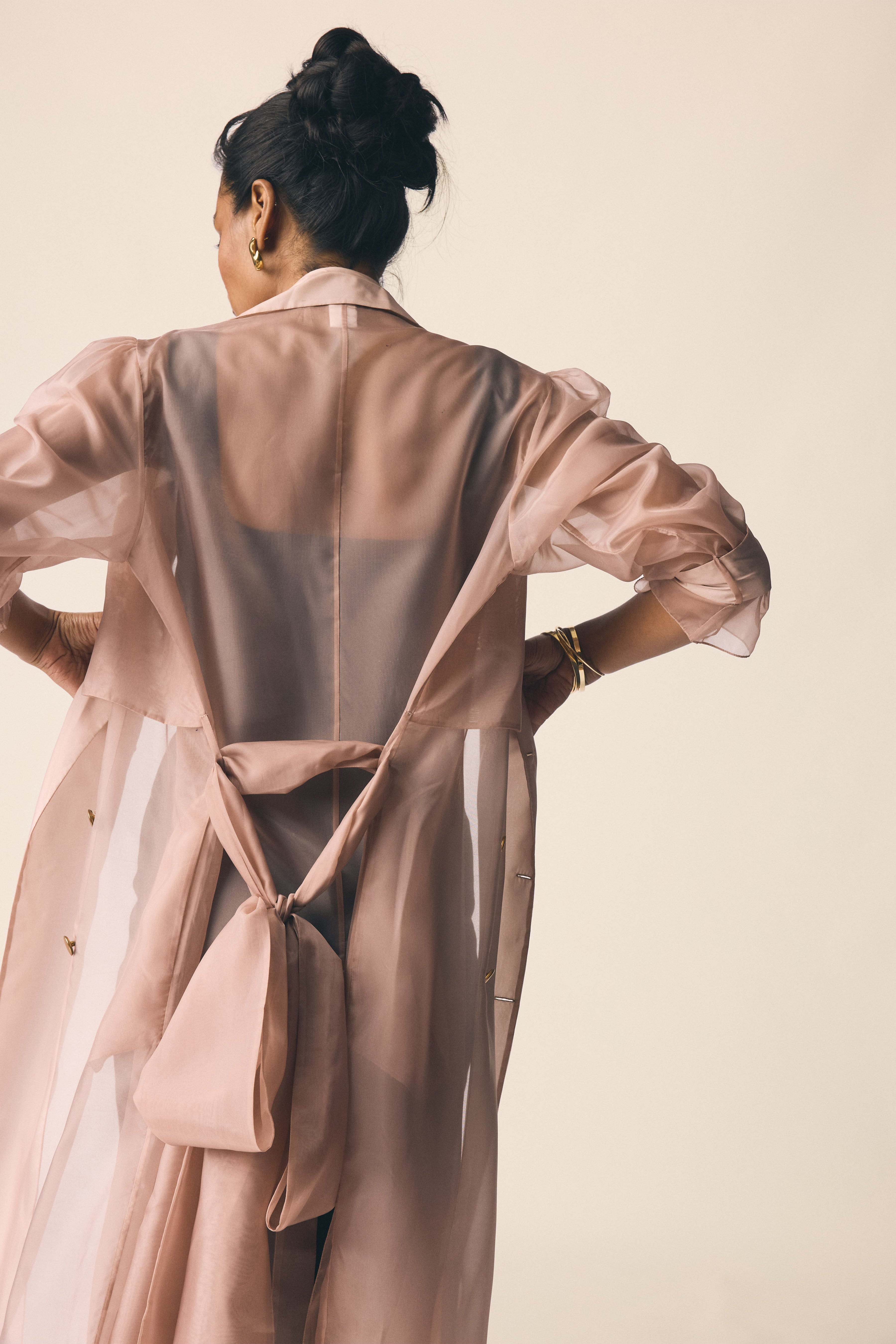 Sheer Trench in Dusky Pink