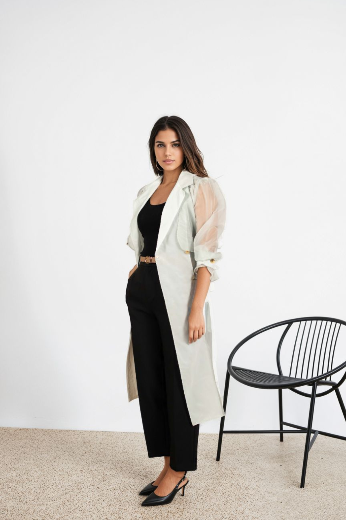 Sheer Trench in Off White