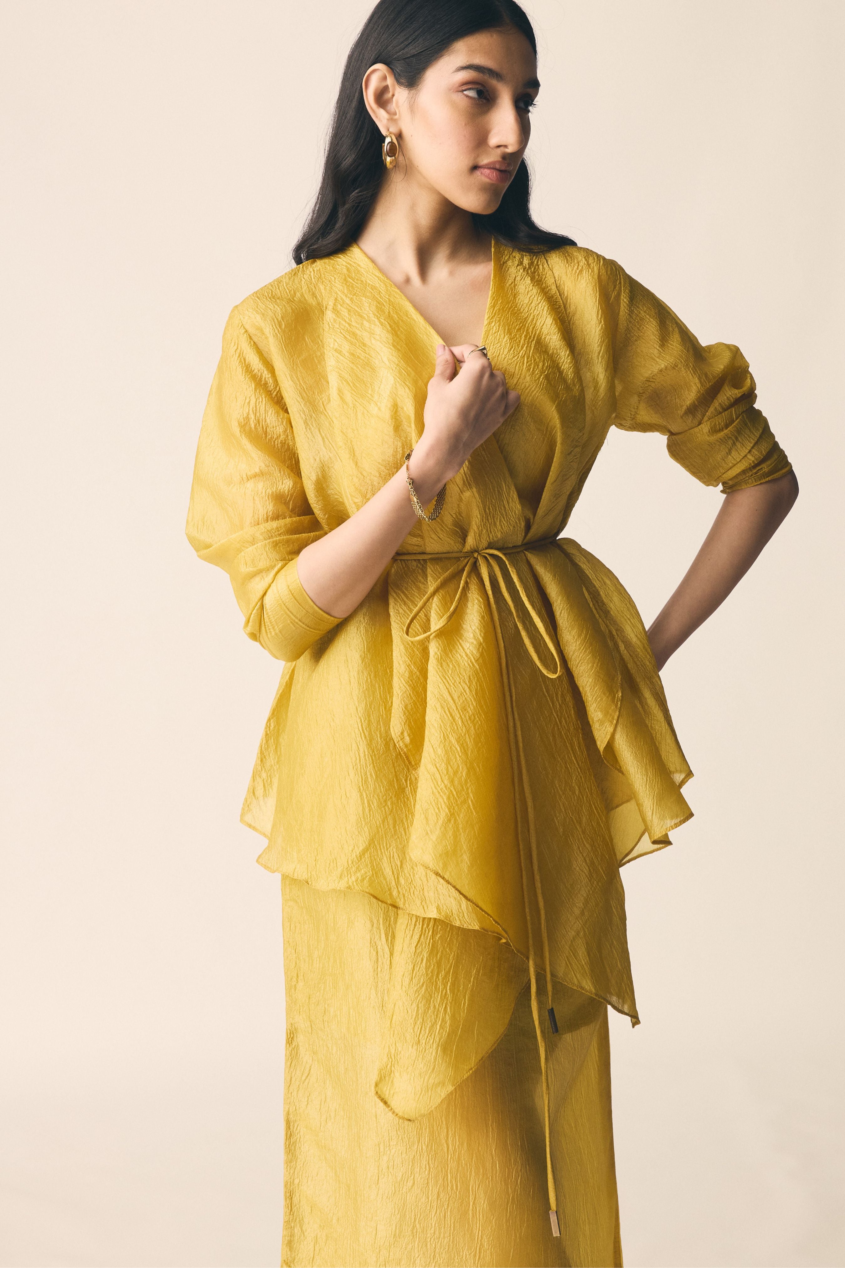 Saanjh Set in Mustard Organza
