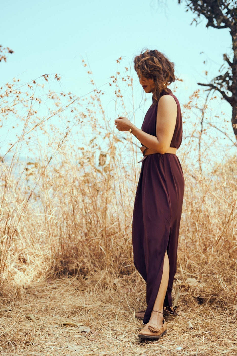 Alba Dress in Deep Wine