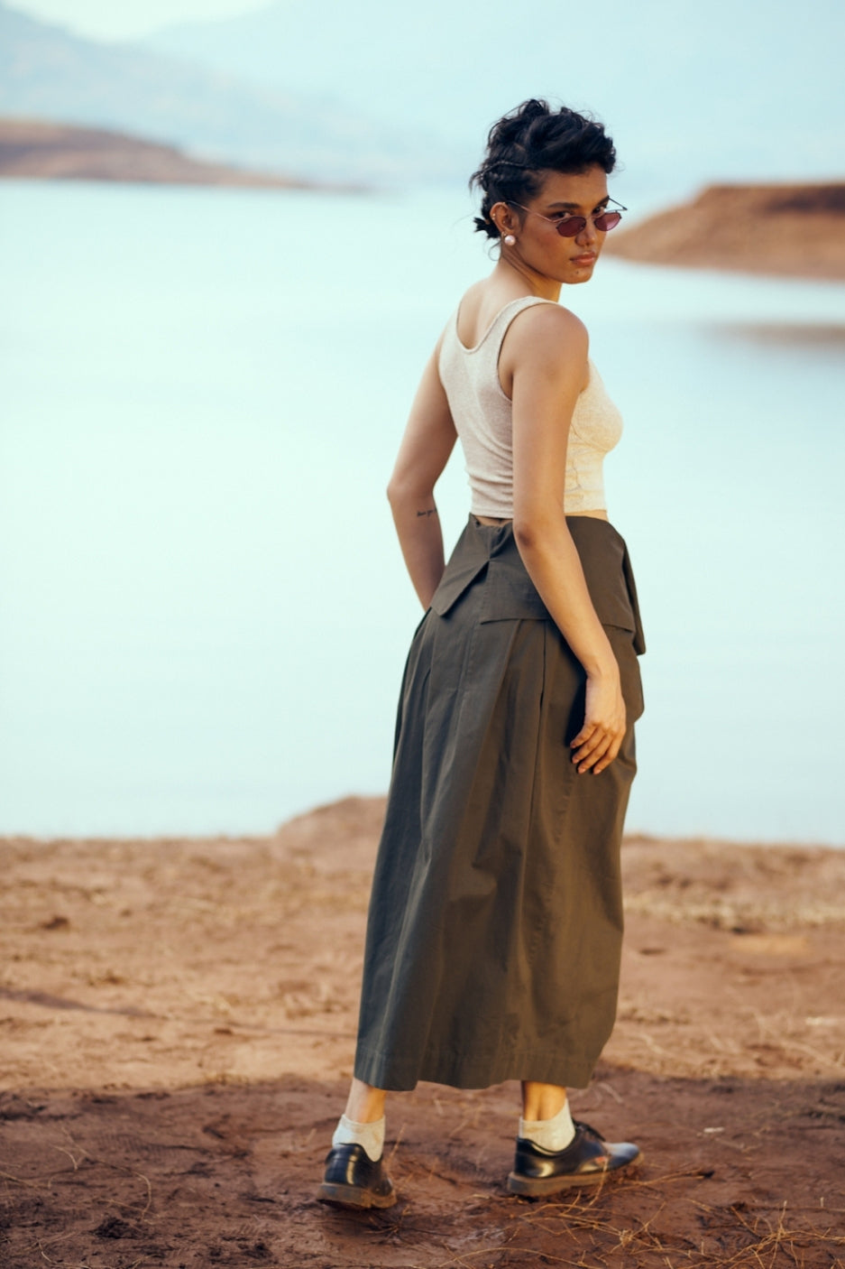 Tabi Skirt in Olive Green