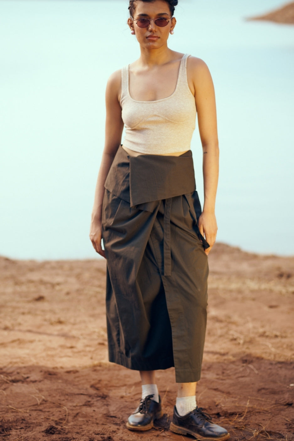 Tabi Skirt in Olive Green