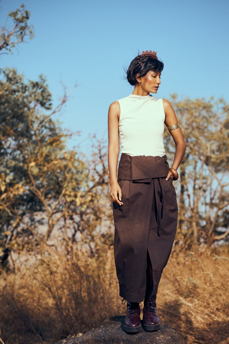 Tabi Skirt in Dark Brown