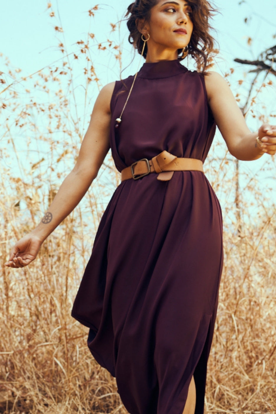 Alba Dress in Deep Wine