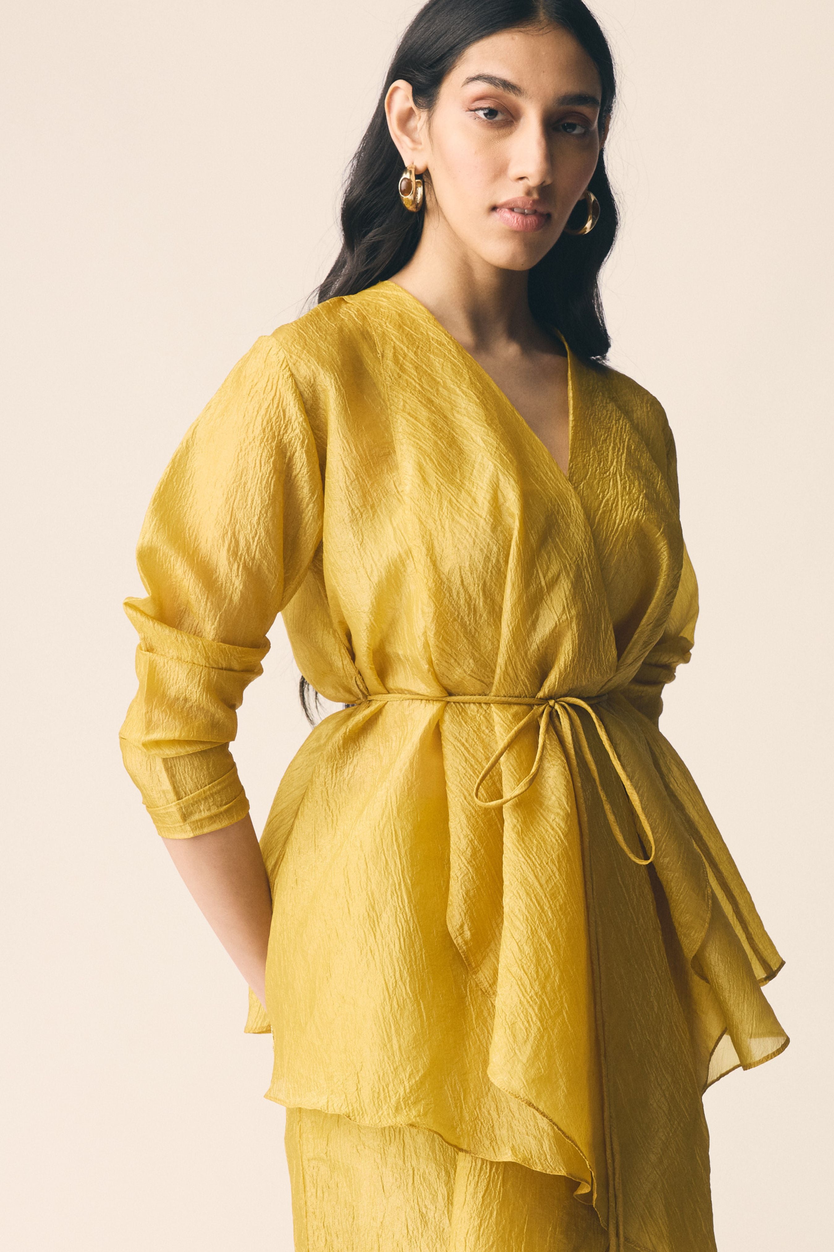 Saanjh Set in Mustard Organza