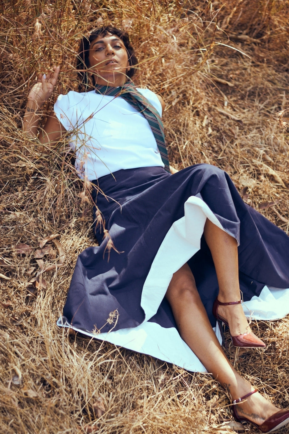 Halo Skirt in Navy Blue