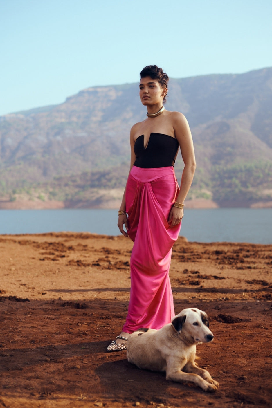 Dhaara Skirt in Fuchsia Pink