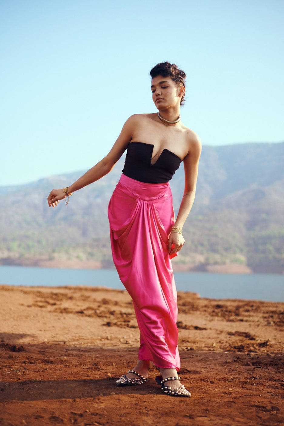 Dhaara Skirt in Fuchsia Pink