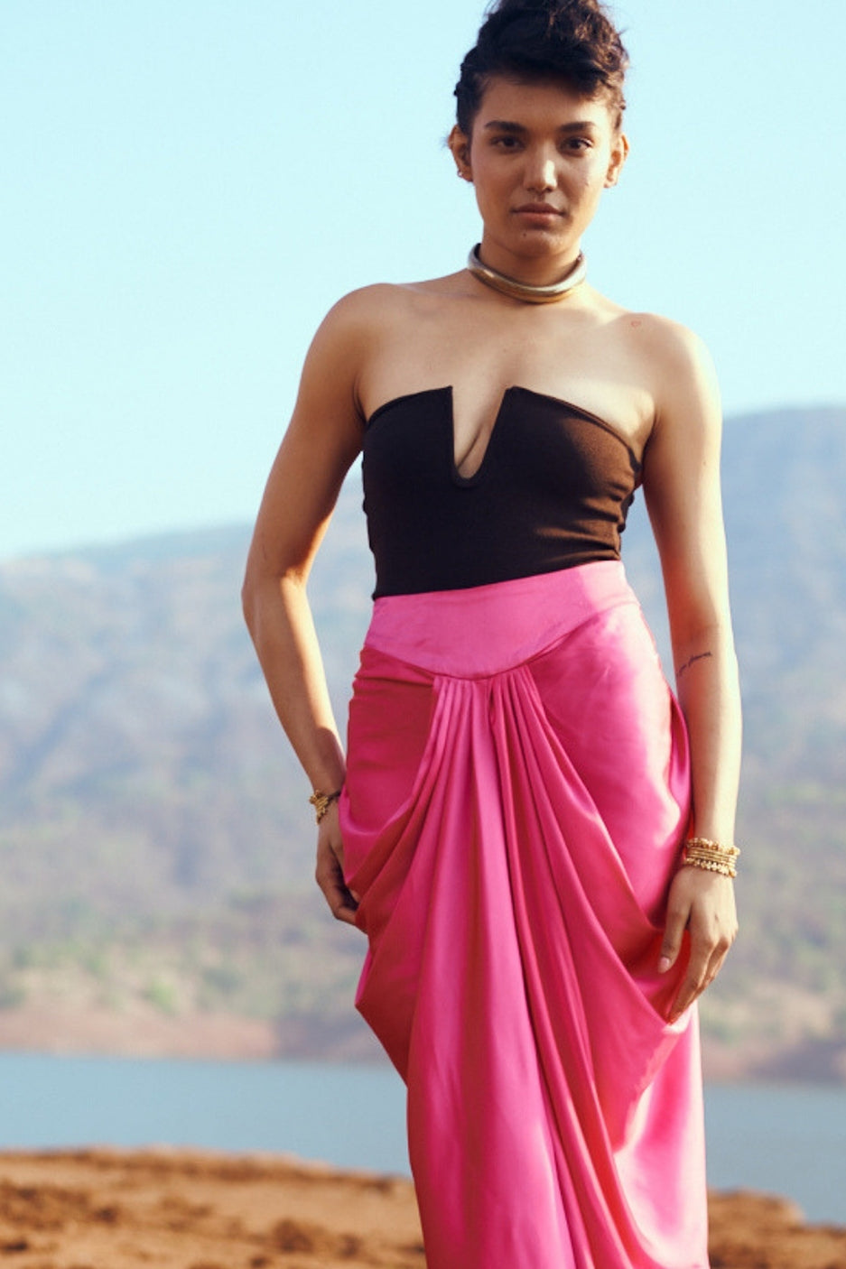 Dhaara Skirt in Fuchsia Pink