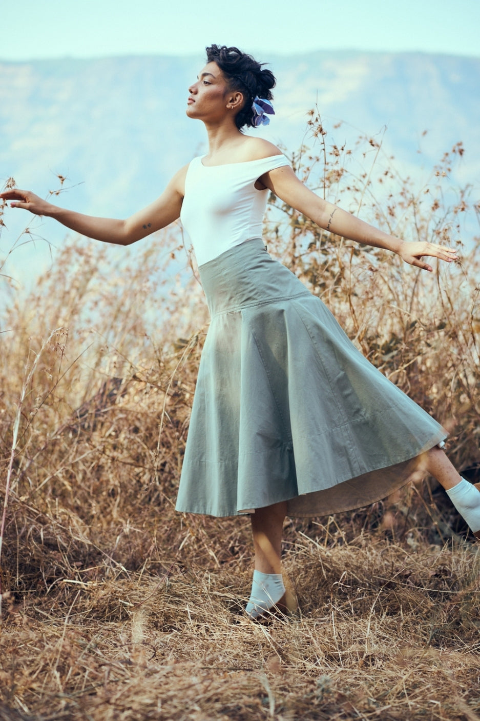 Halo Skirt in Sage Green