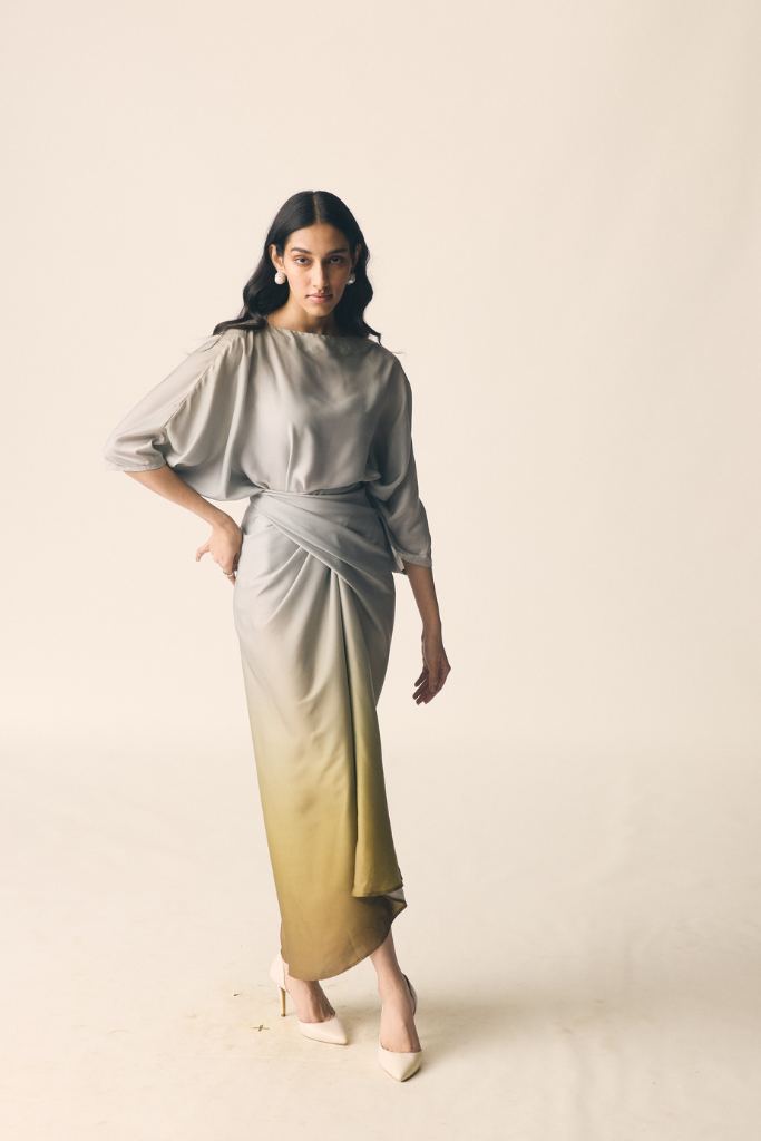 Mor Set in Sage Green Ombre Satin