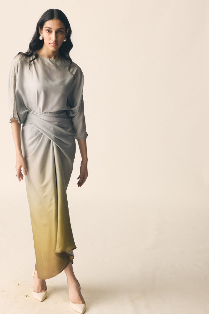 Mor Set in Sage Green Ombre Satin