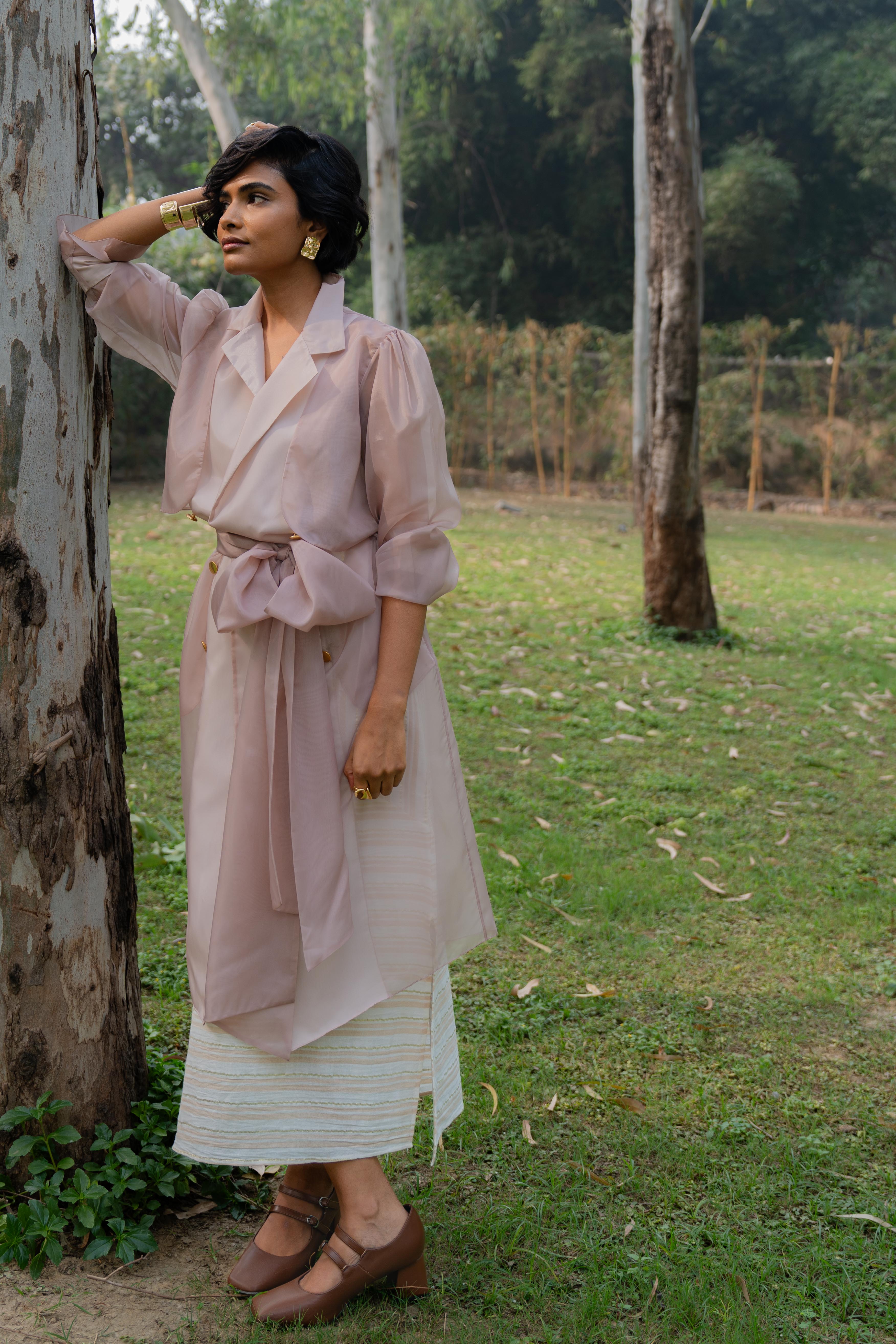 Sheer Trench in Dusky Pink