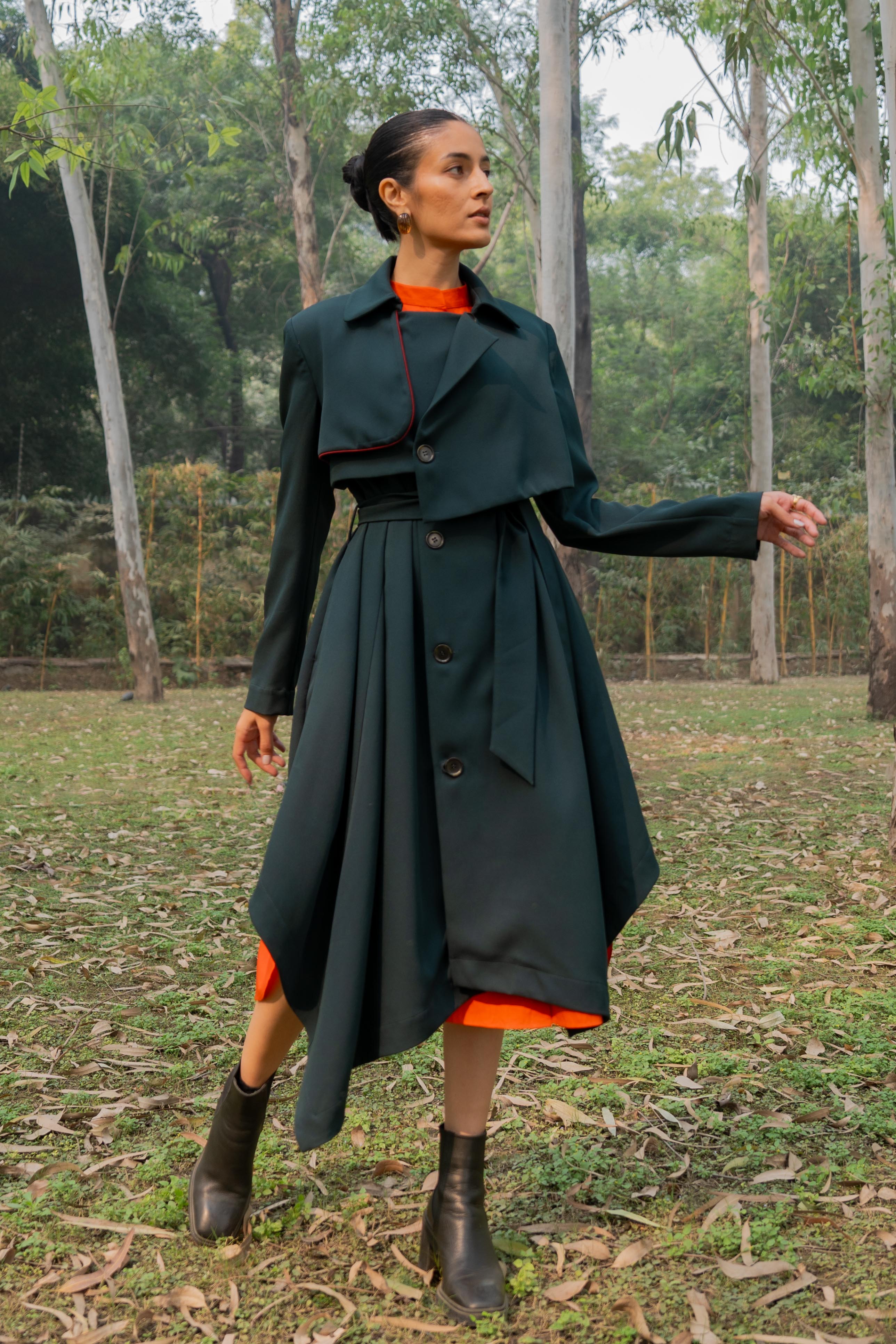 Romaji Trench Coat Pine Green