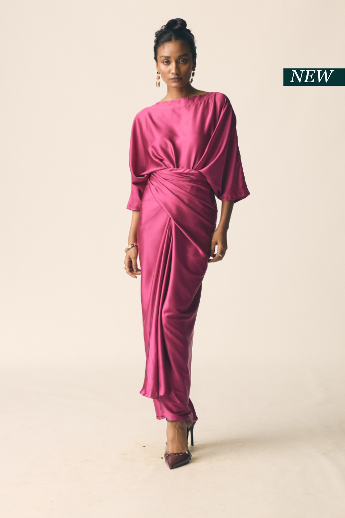 Mor Set In Sangria Pink Satin