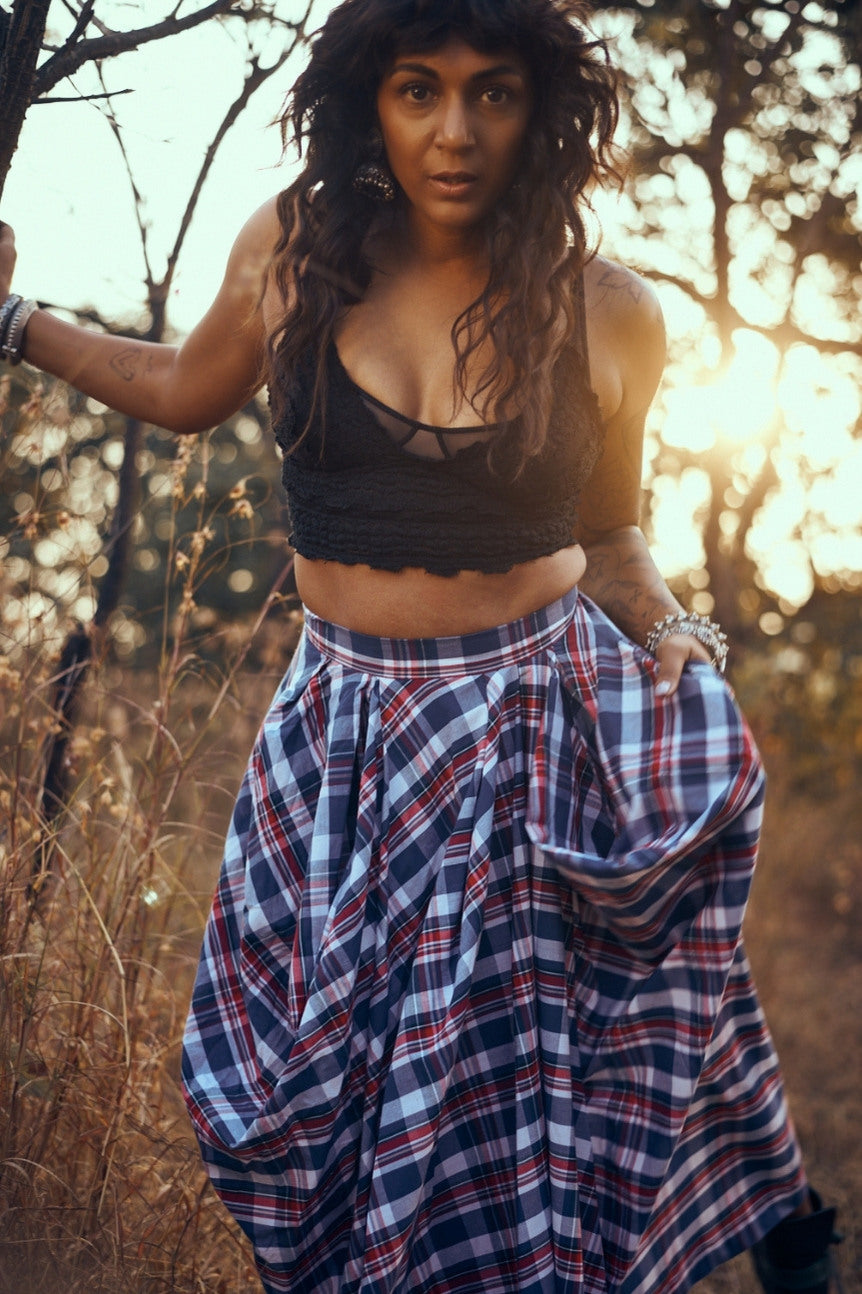 Coromandel Skirt in Blue Checks