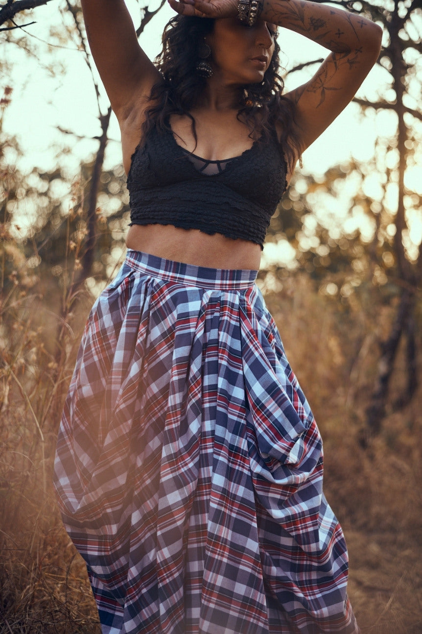 Coromandel Skirt in Blue Checks