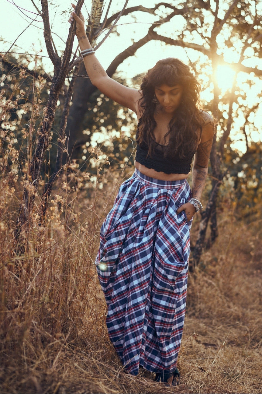 Coromandel Skirt in Blue Checks