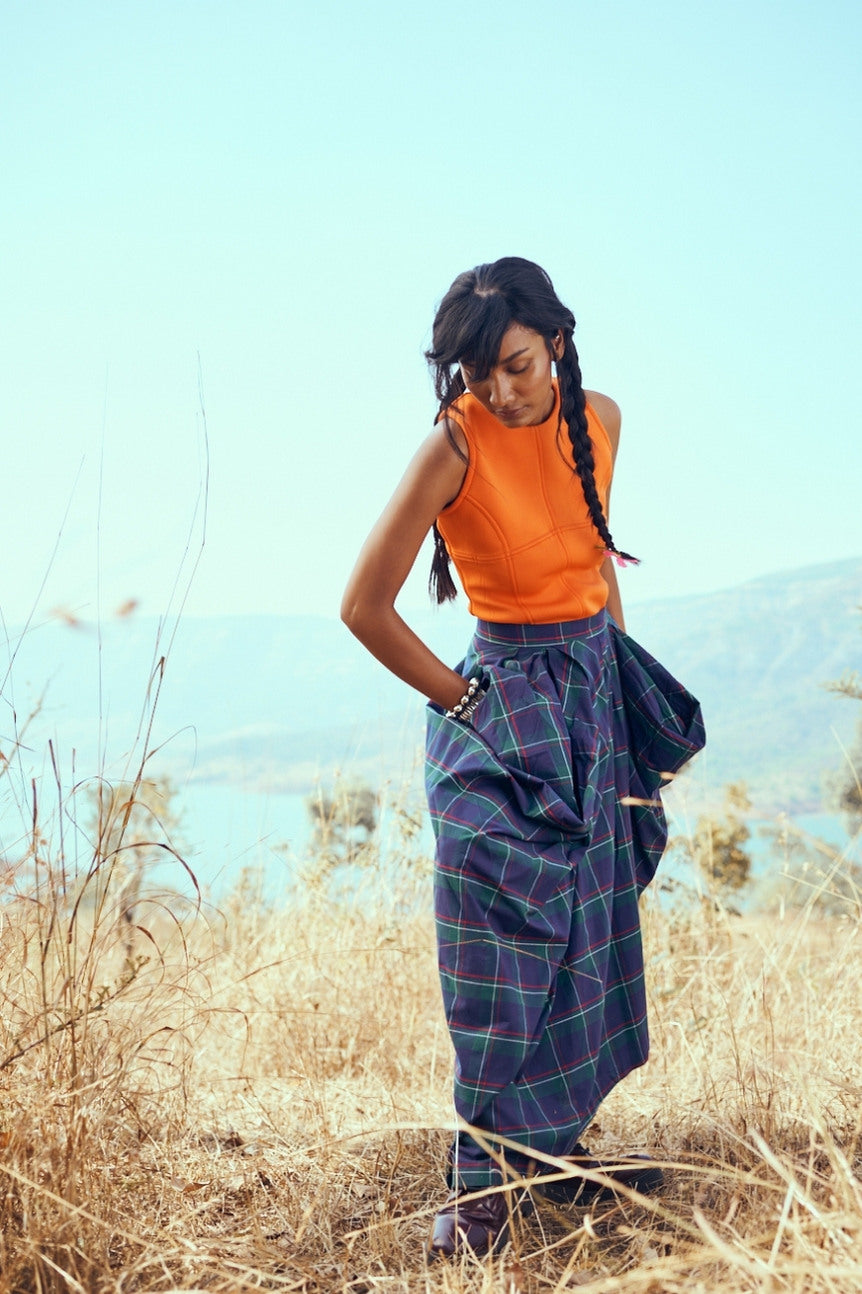 Coromandel Skirt in Green Checks