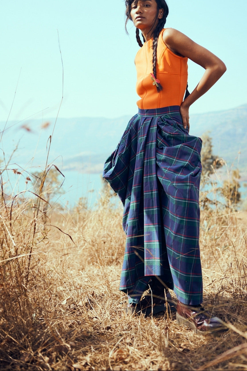 Coromandel Skirt in Green Checks