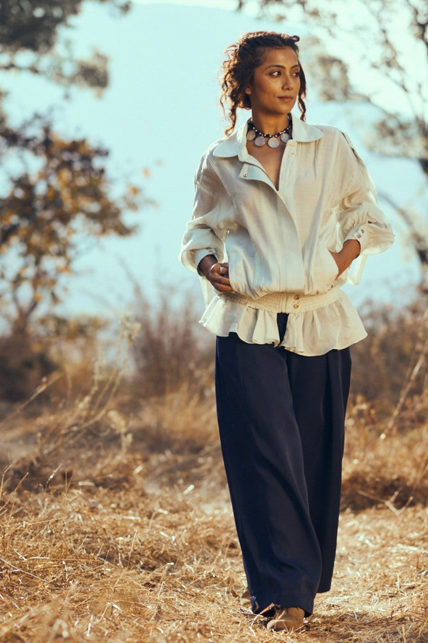 Railey Mul-Chanderi Summer Bomber In Mint Green