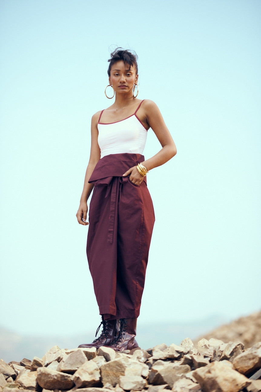 Tabi Skirt in Deep Wine