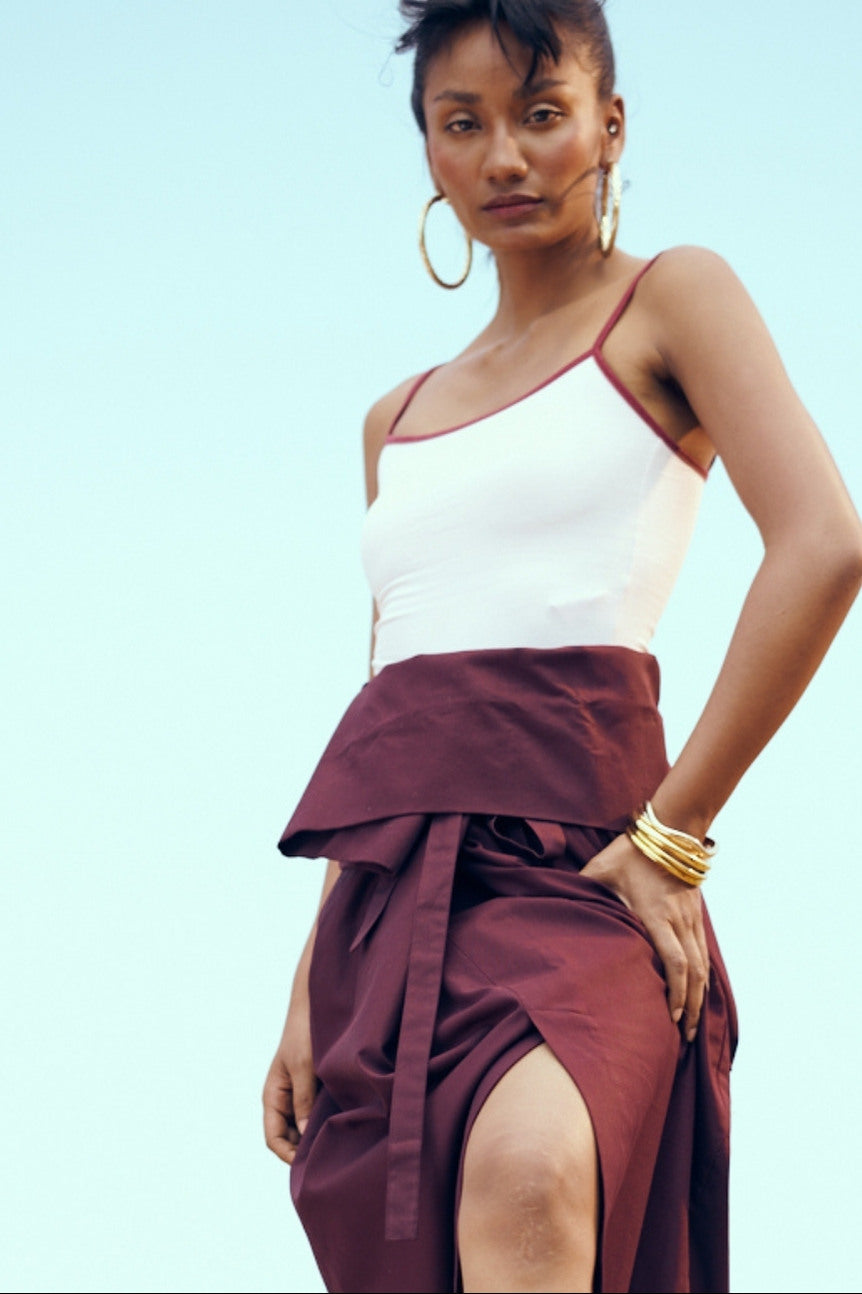 Tabi Skirt in Deep Wine