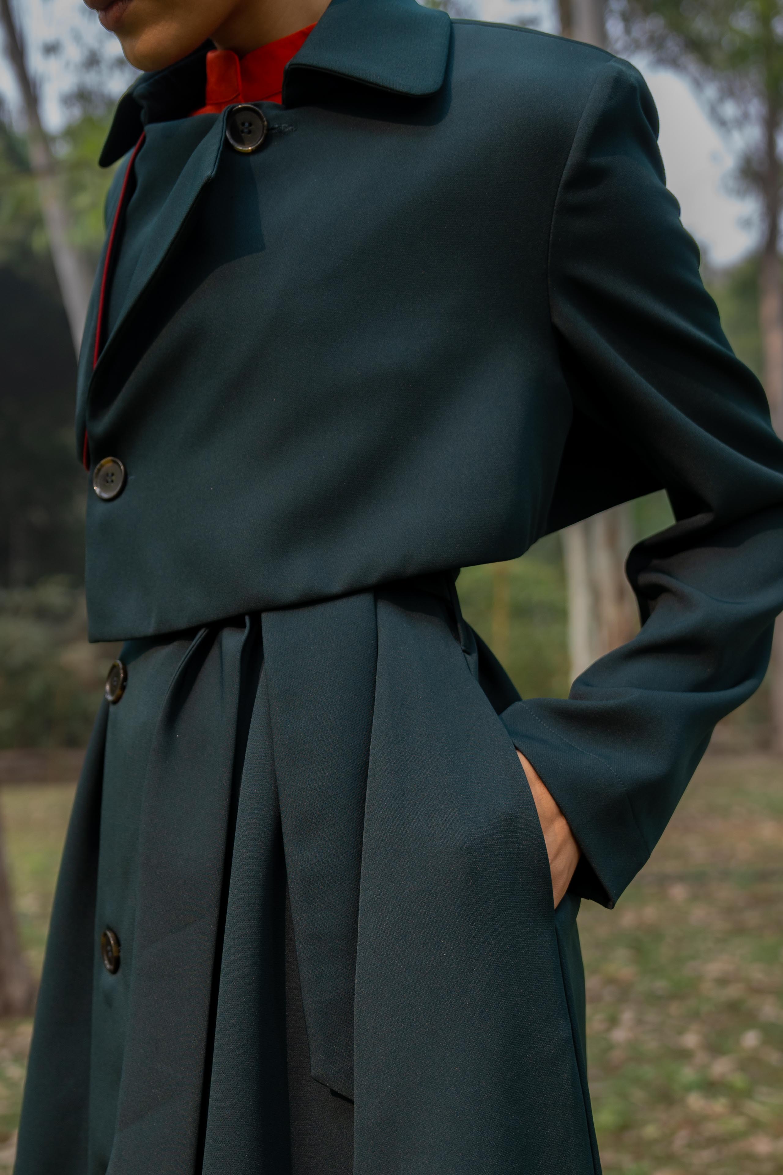 Romaji Trench Coat Pine Green